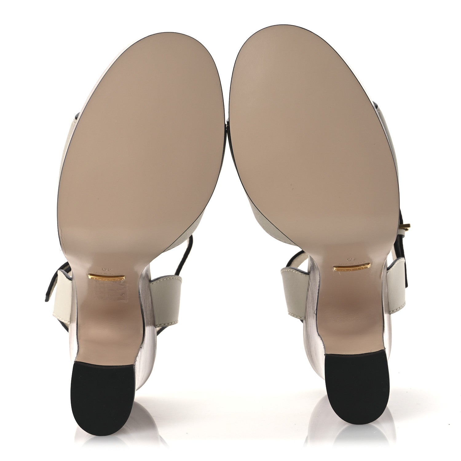 Cosmos Softy Calfskin Wooden Interlocking G Cut-Out 30/120mm Platform Sandals 40 Mystic White