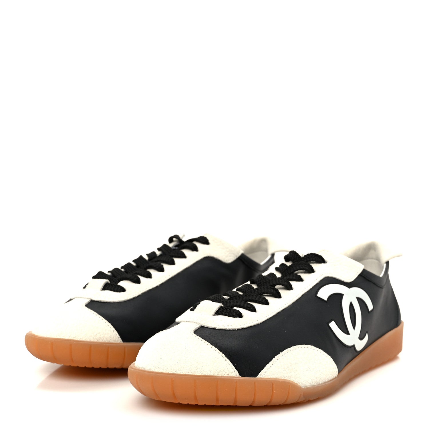 Calfskin Embossed Suede Sneakers 40 Black White