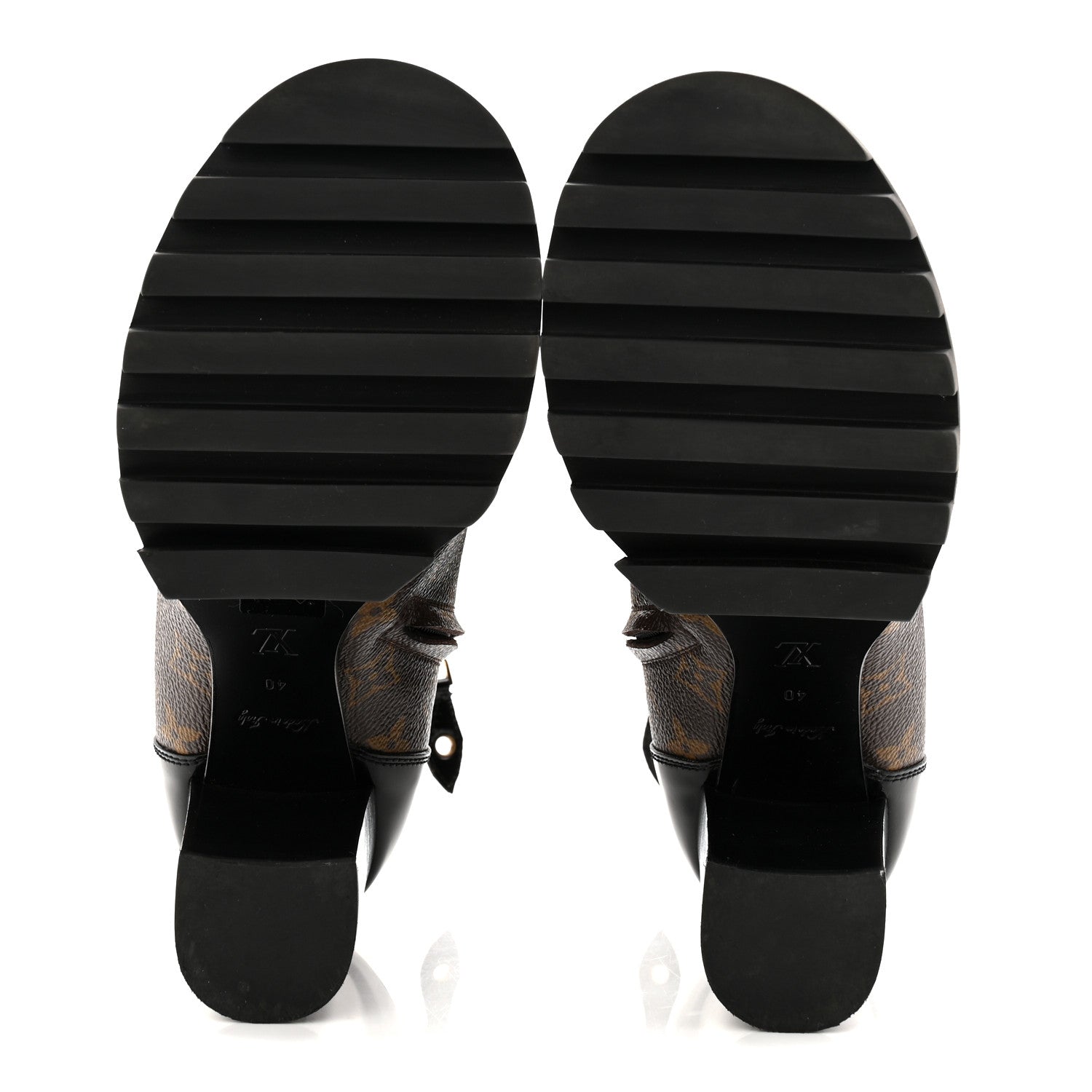 Patent Calfskin Monogram Star Trail Ankle Boots 40 Black