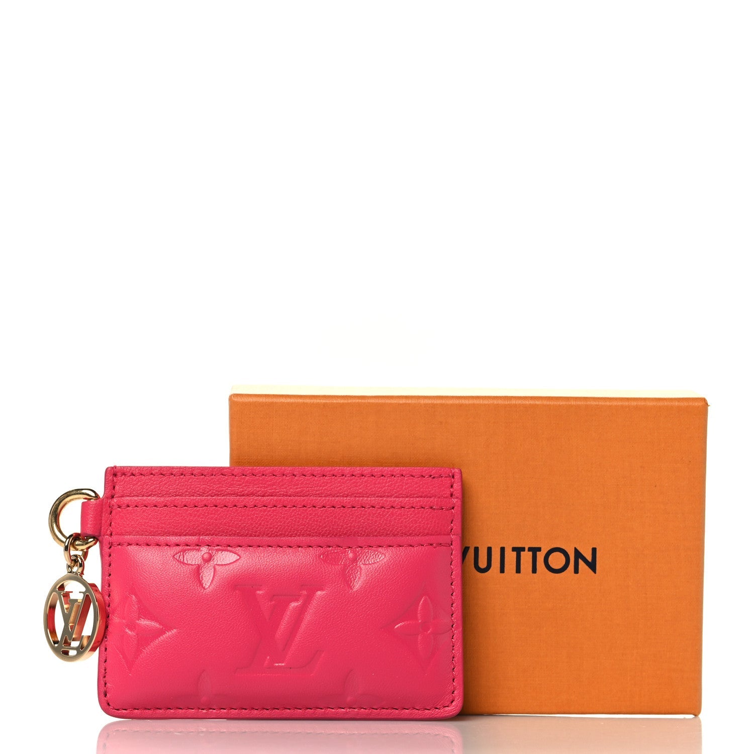 Lambskin Embossed Monogram Coussin Card Holder Bougainvillier