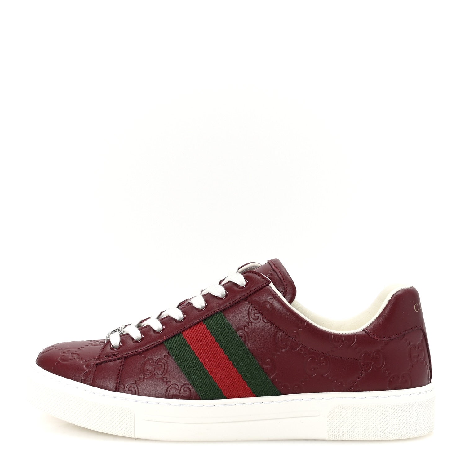 Calfskin GG Embossed Web Mens Ace Sneakers  36.5 Ancora Red