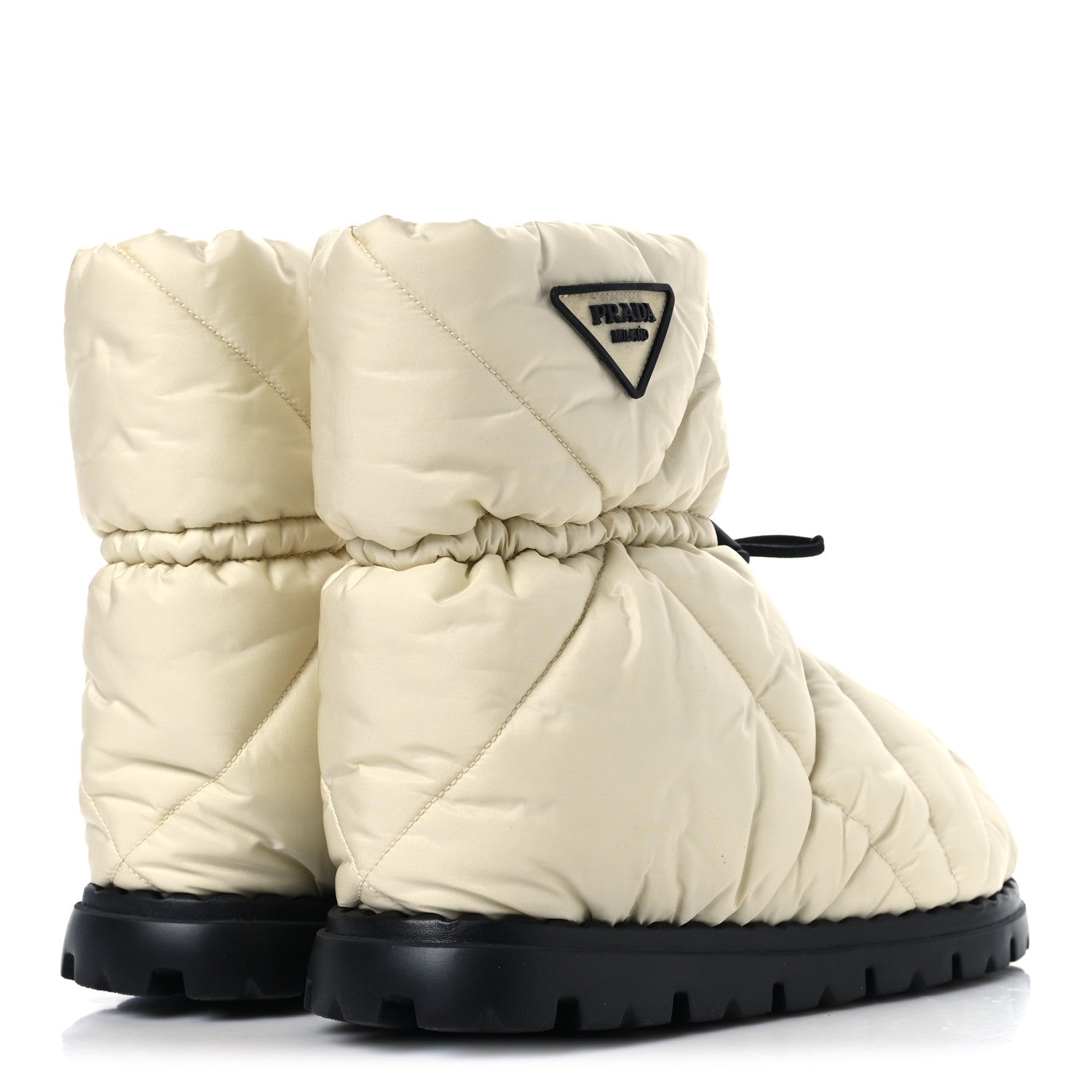 Re-Nylon Piuma Triangle Logo Padded Drawcord 20mm Snow Boots 37 Avorio