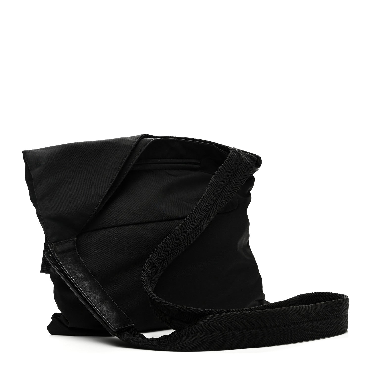 Tessuto Nylon Saffiano Flat Messenger Bag Black