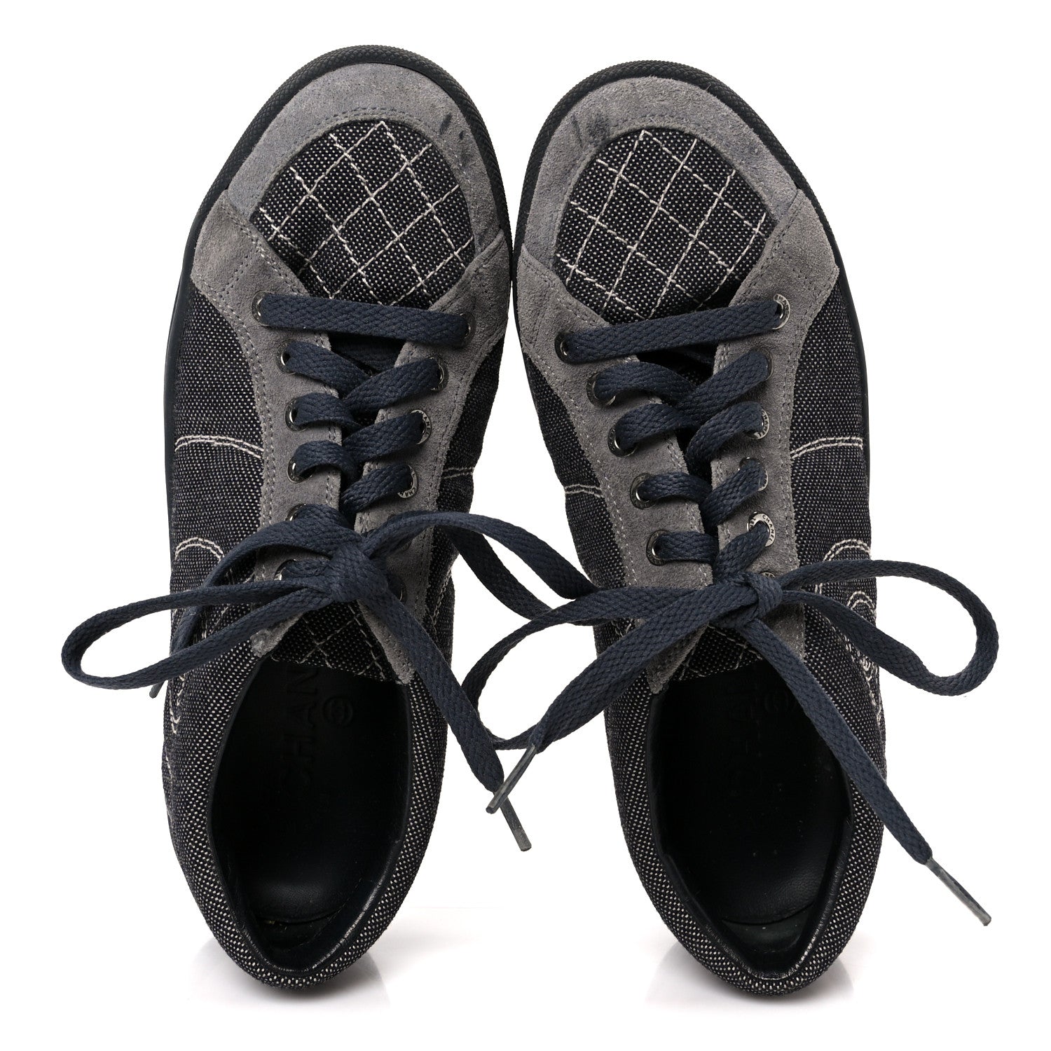 Toile Suede Calfskin CC Low Top Sneakers 36 Dark Grey