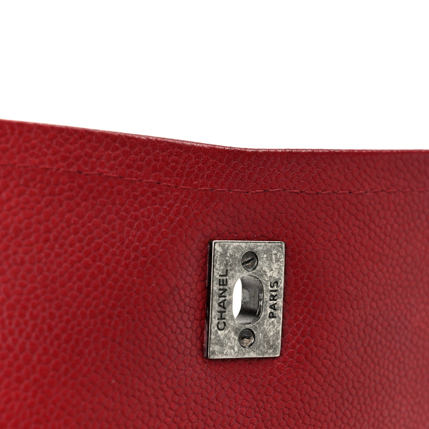 Caviar Quilted Flap With Chain Red