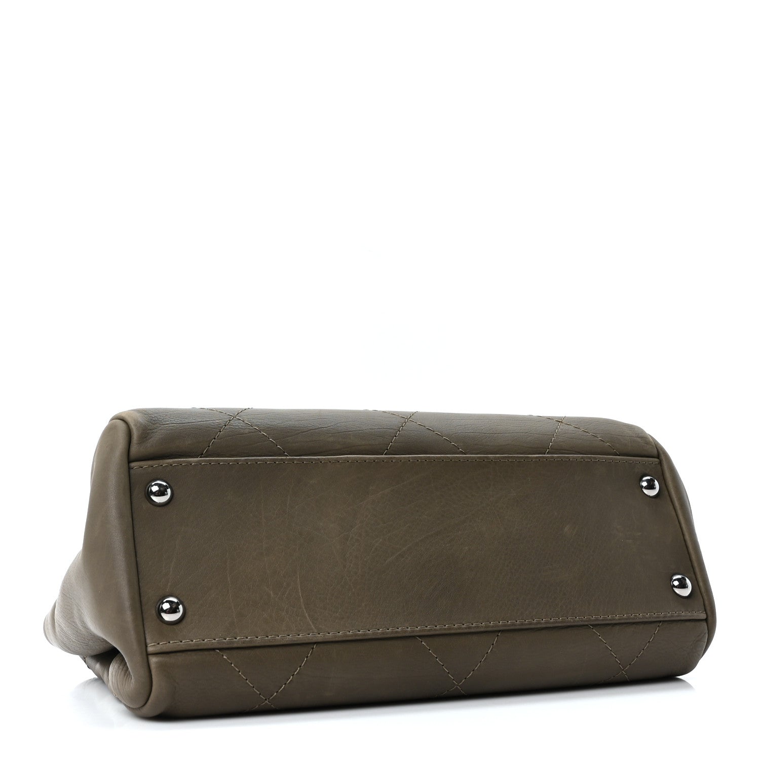 Washed Calfskin Diamond Stitch Hamptons Shopping Tote Green