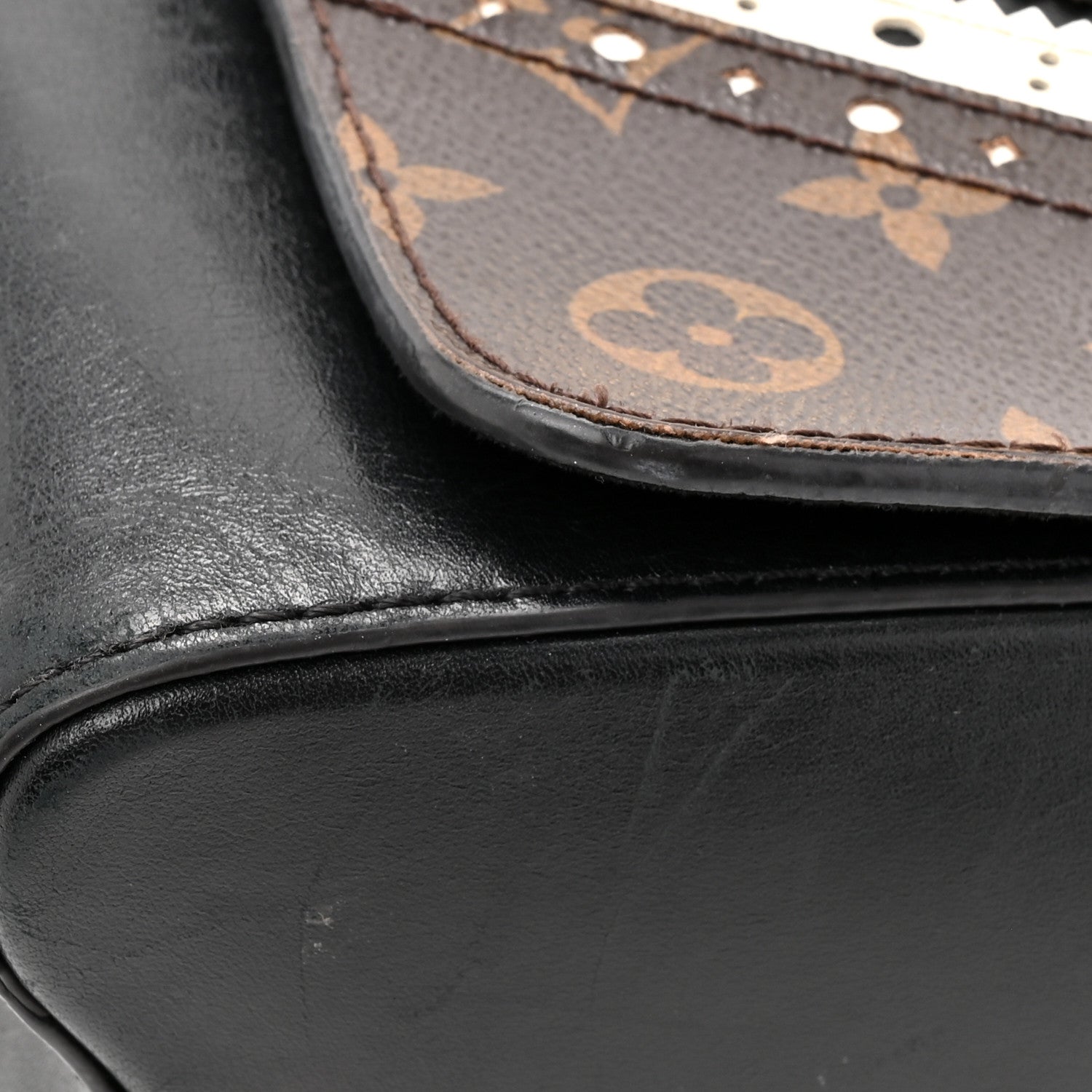 Veau Satin Monogram Twist Shoulder Bag MM Black