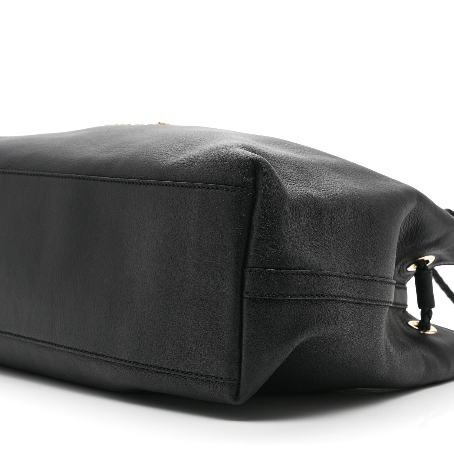 Calfskin Medium Braided Handle Gifford Tote Black