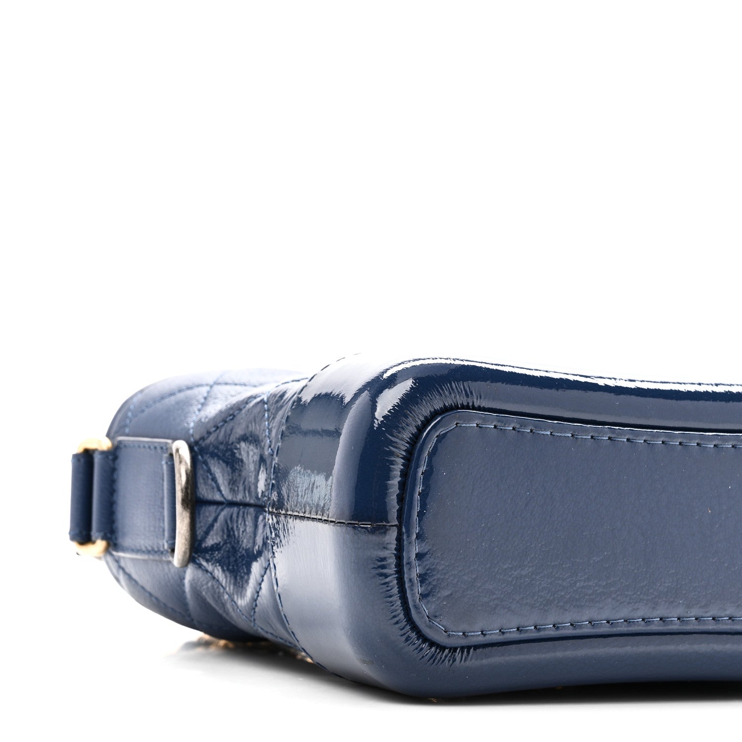 Patent Goatskin Quilted Small Gabrielle Hobo Blue