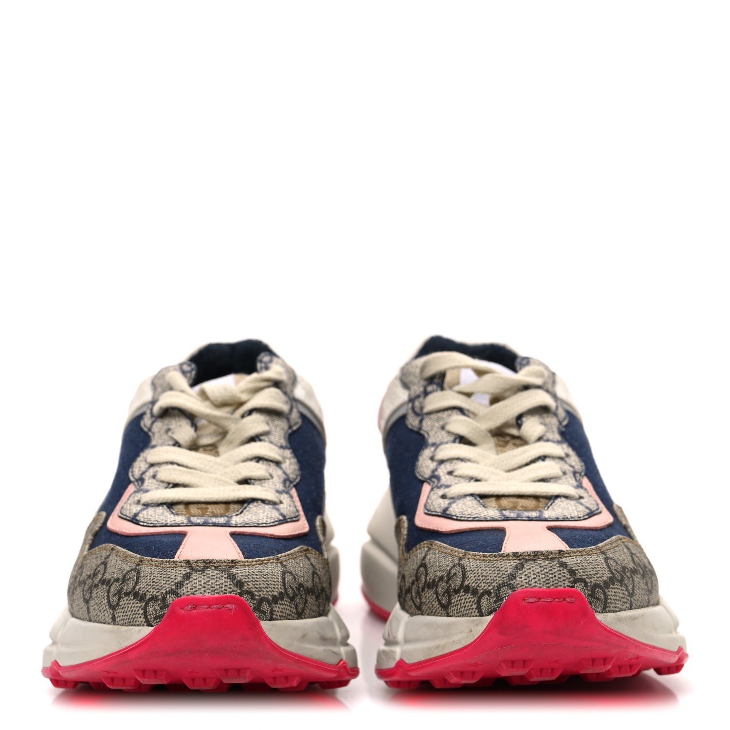 GG Supreme Monogram Mix Monogram Womens Rhyton Sneakers 35.5 London Blue Beige Pale Pink