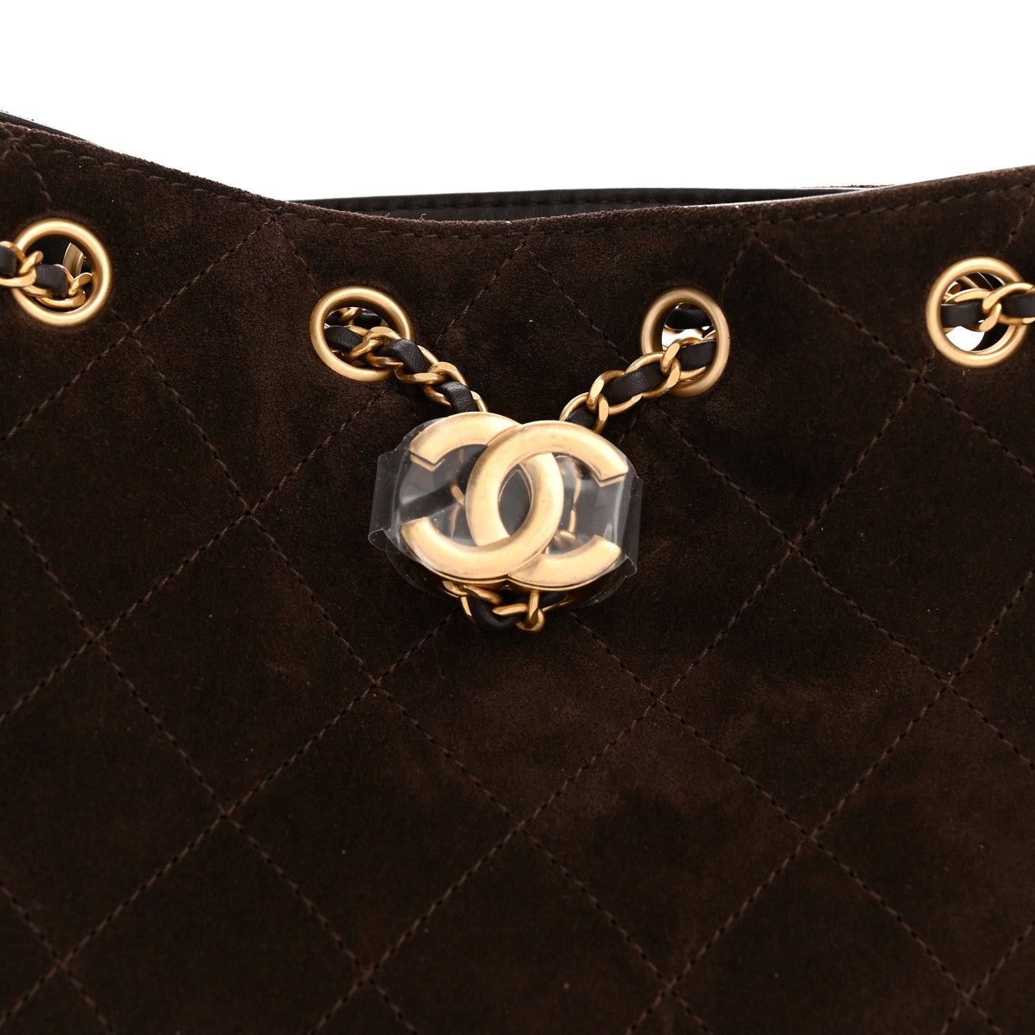 Suede Quilted Mini Chanel 25 Handbag Dark Brown