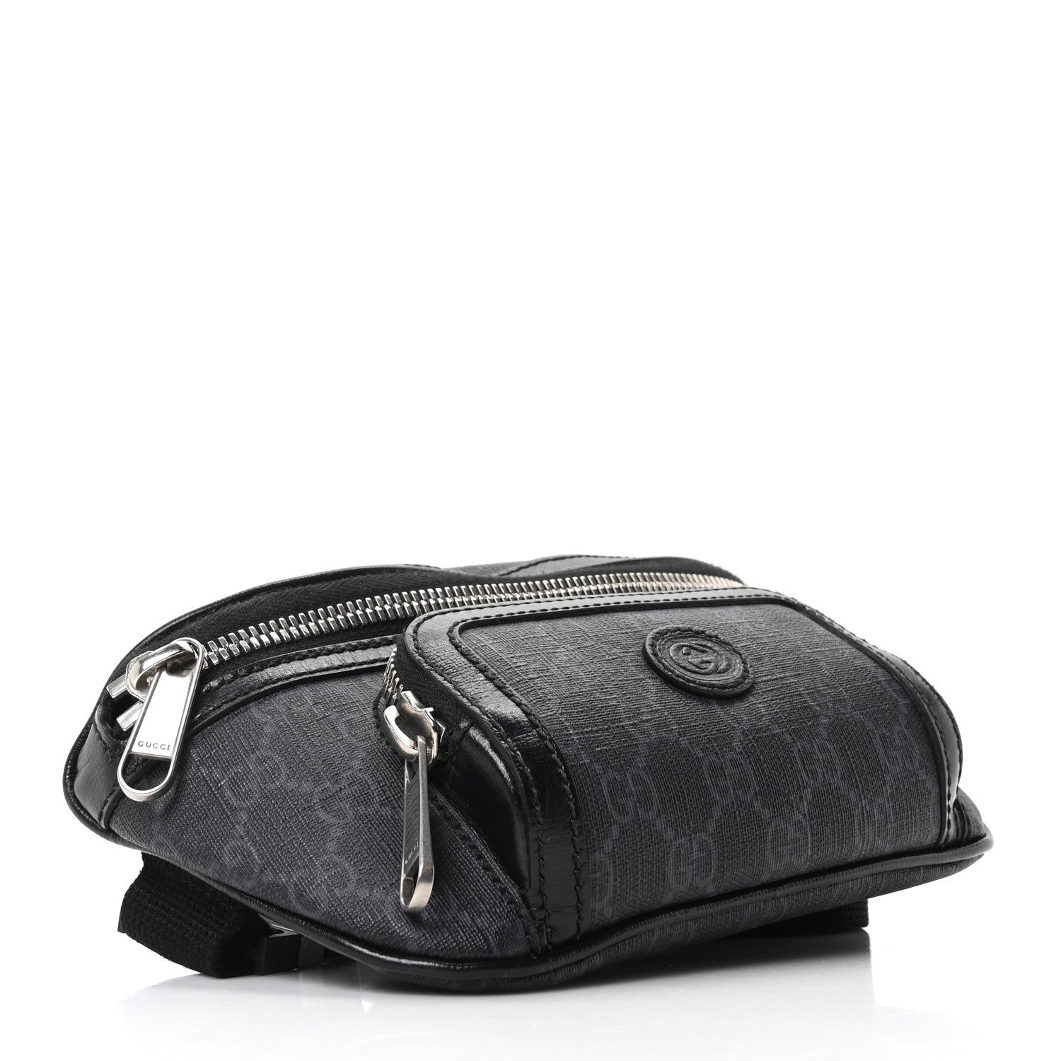 GG Supreme Monogram Textured Calfskin Retro Interlocking G Belt Bag Black