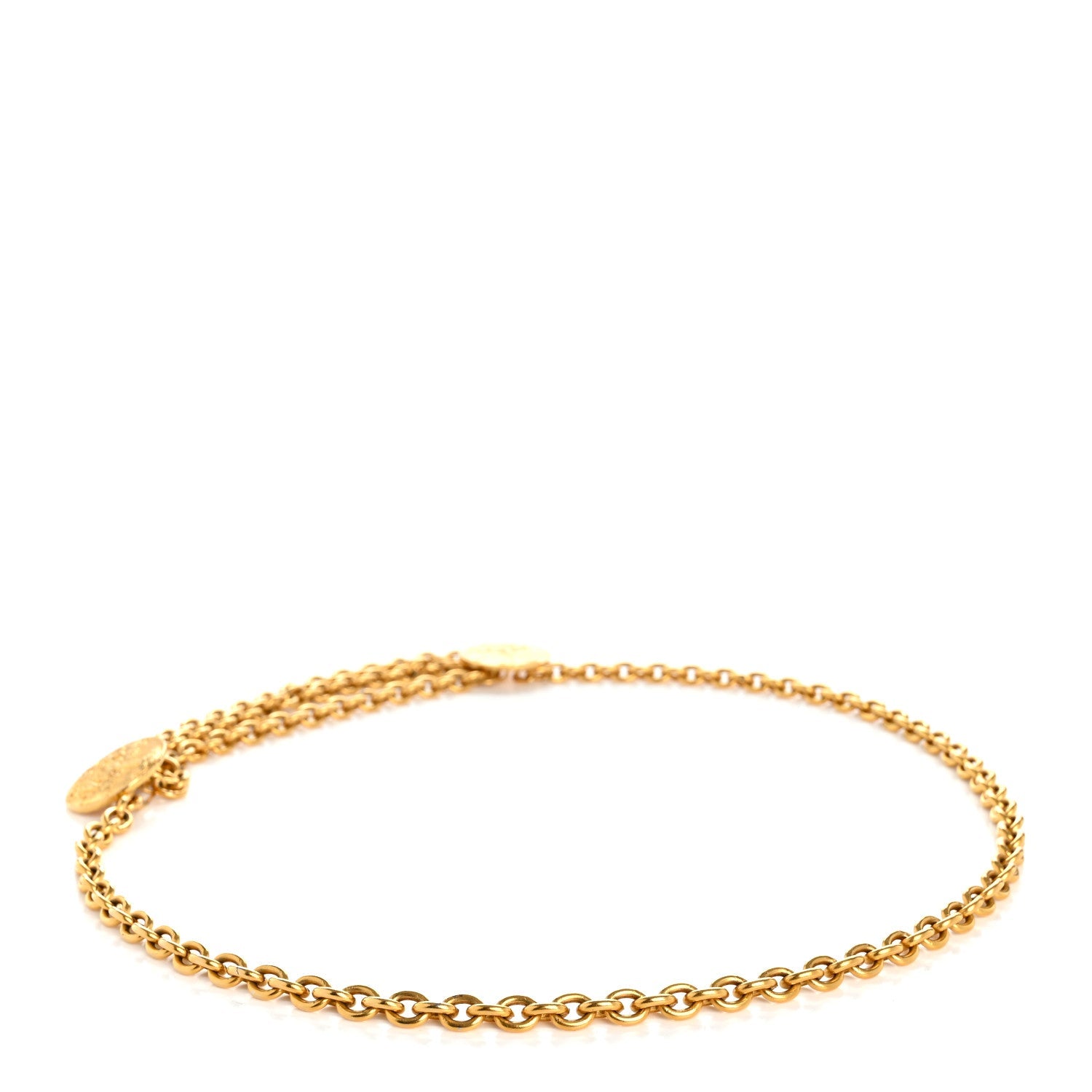 Metal Medallion Triple Chain Belt Gold