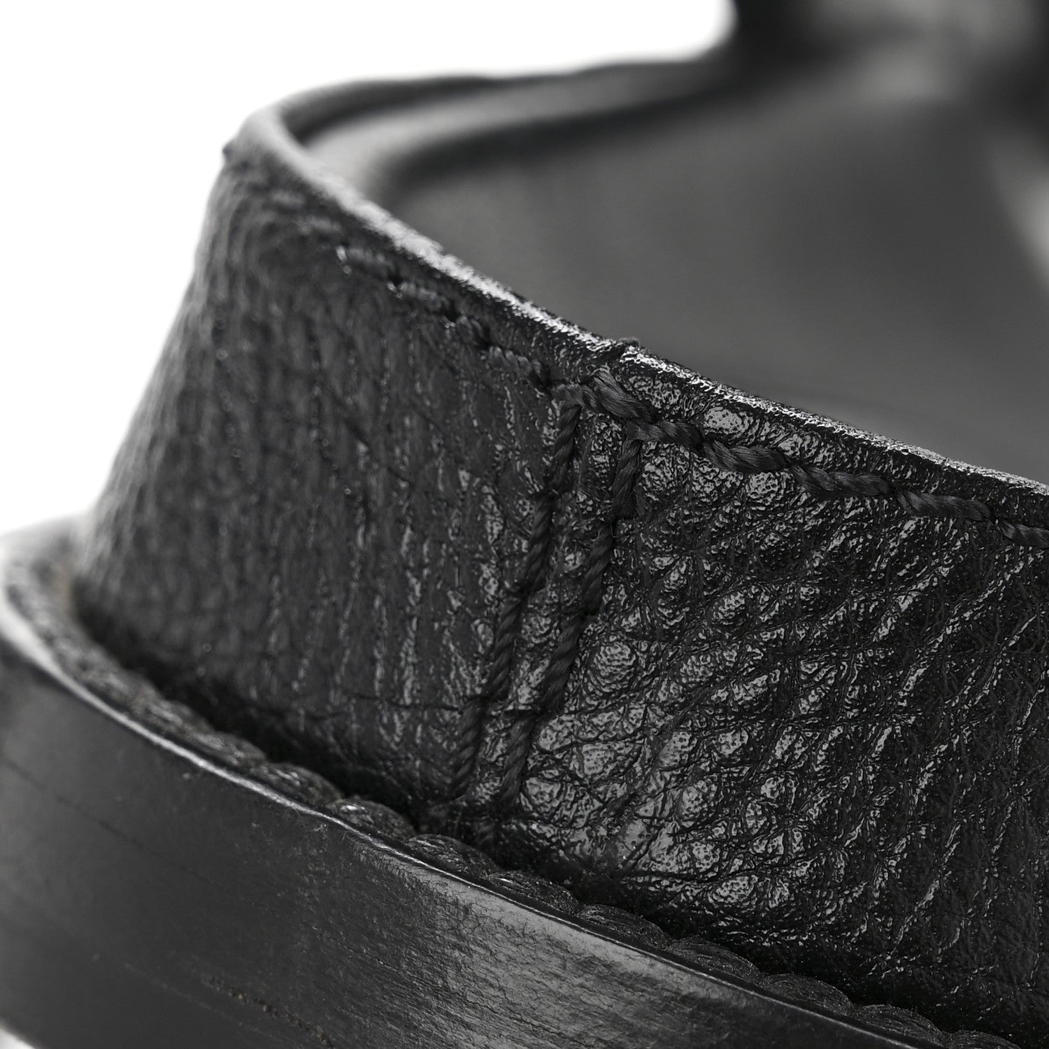 Grained Calfskin Velcro Dad Sandals 37.5 Black