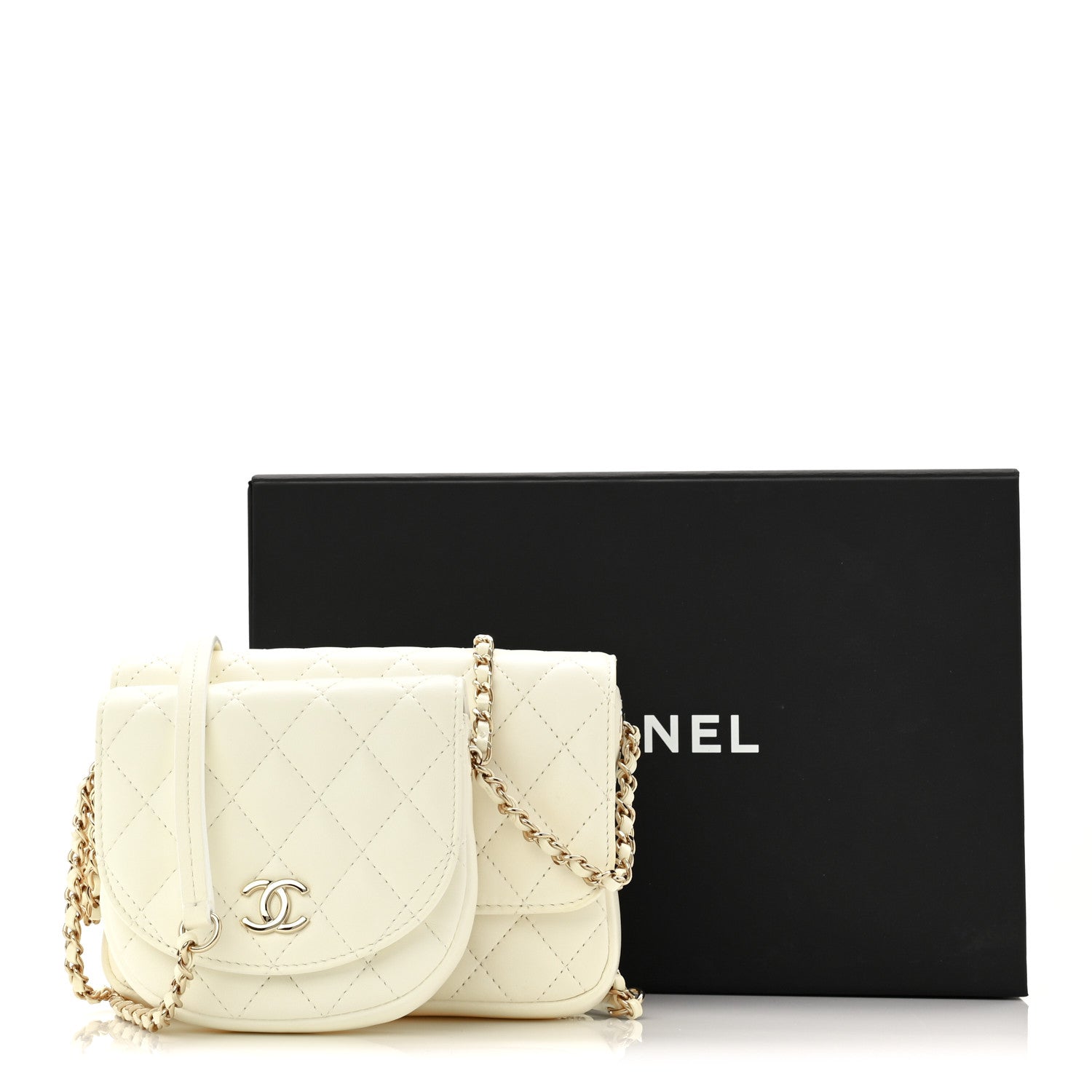 Lambskin Quilted Side Packs White