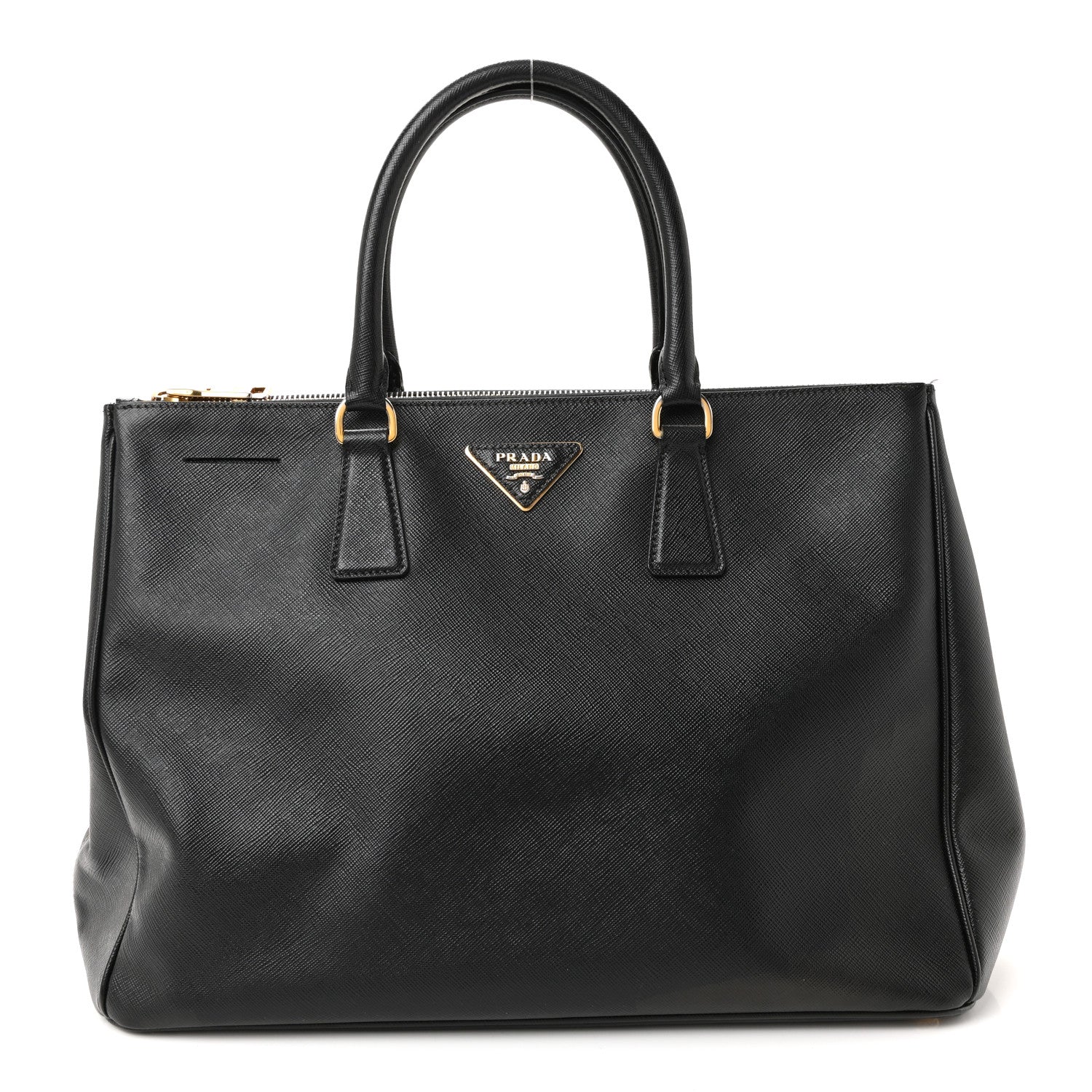 Saffiano Lux Large Galleria Double Zip Tote Black