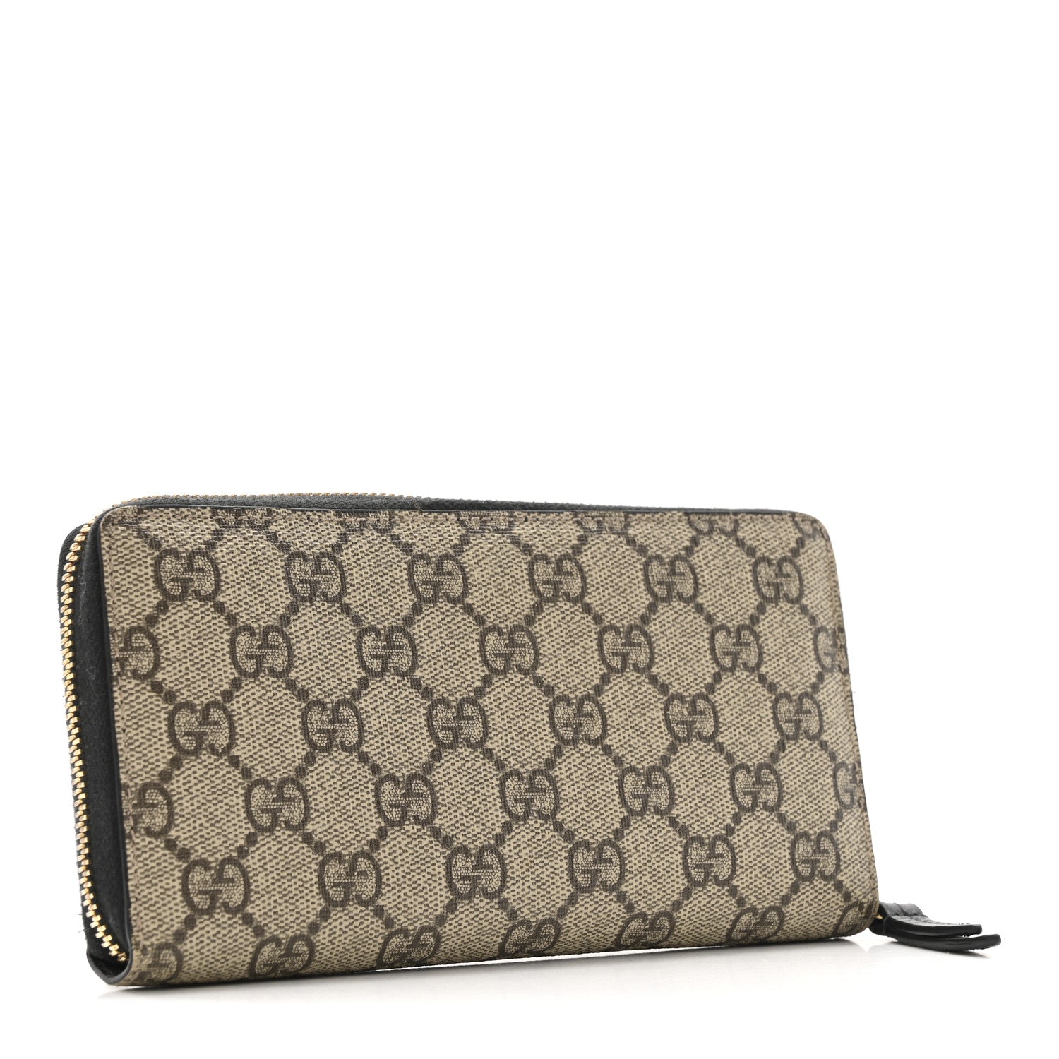Dollar Calfskin GG Supreme Monogram GG Marmont Zip Around Wallet Black Beige Ebony