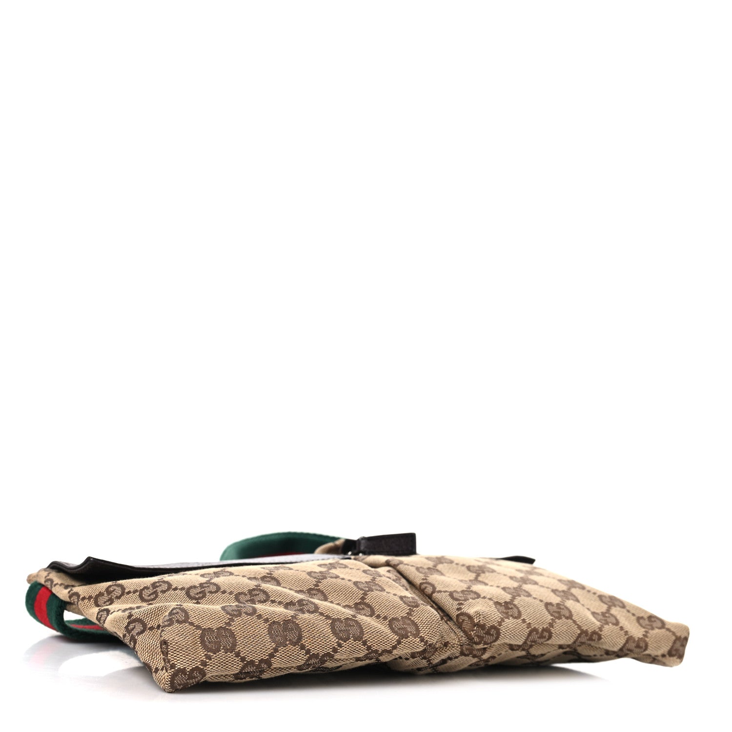 GG Monogram Web Double Pocket Belt Bag Dark Brown