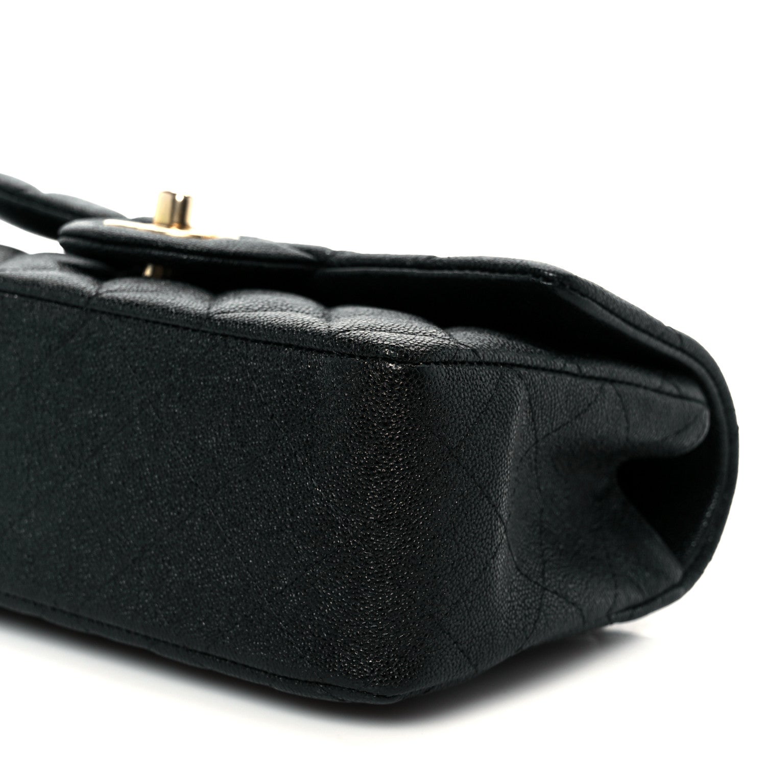 Caviar Quilted Mini Top Handle Rectangular Flap Black