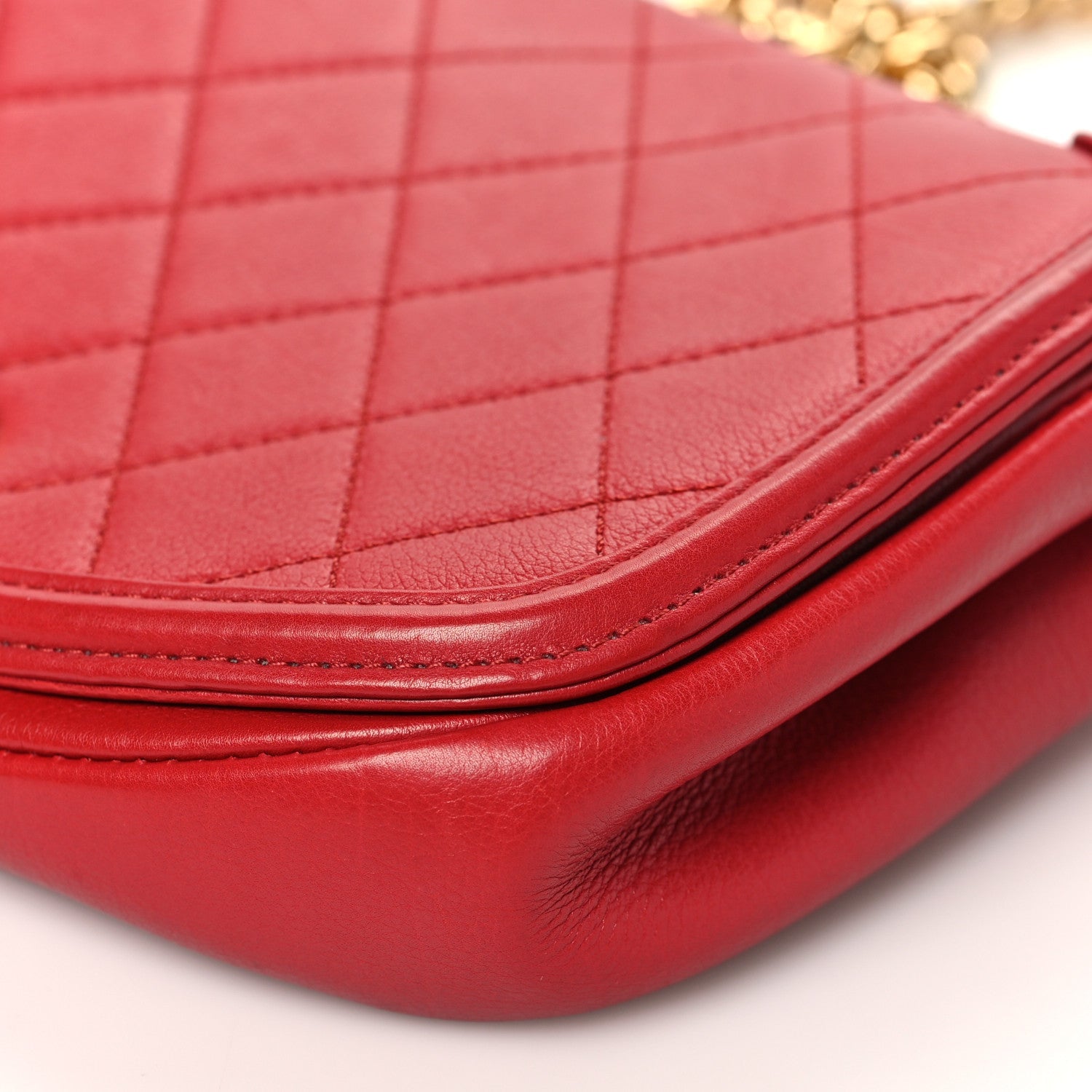 Calfskin Quilted Small Underline Flap Red