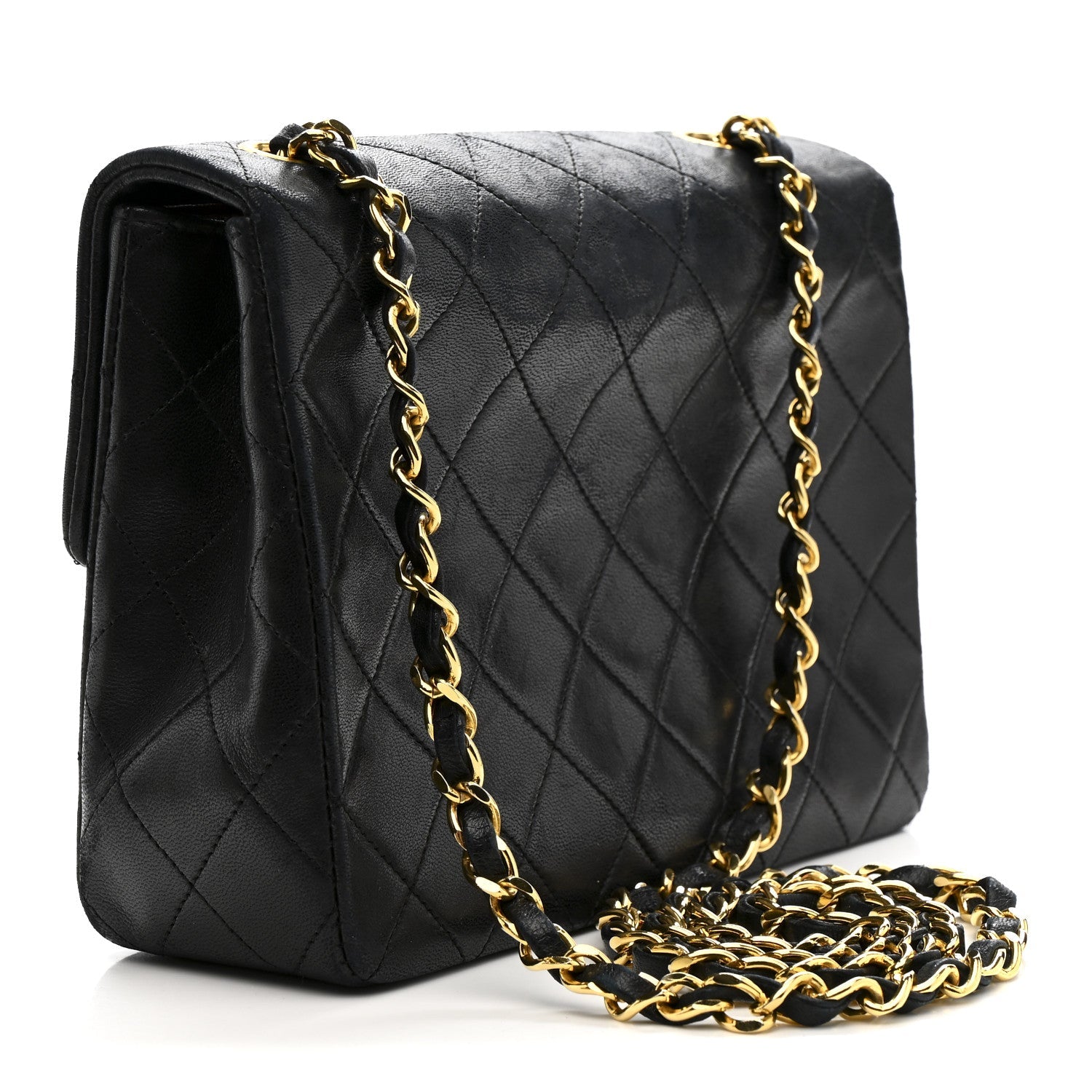 Lambskin Quilted Small Single Flap Black