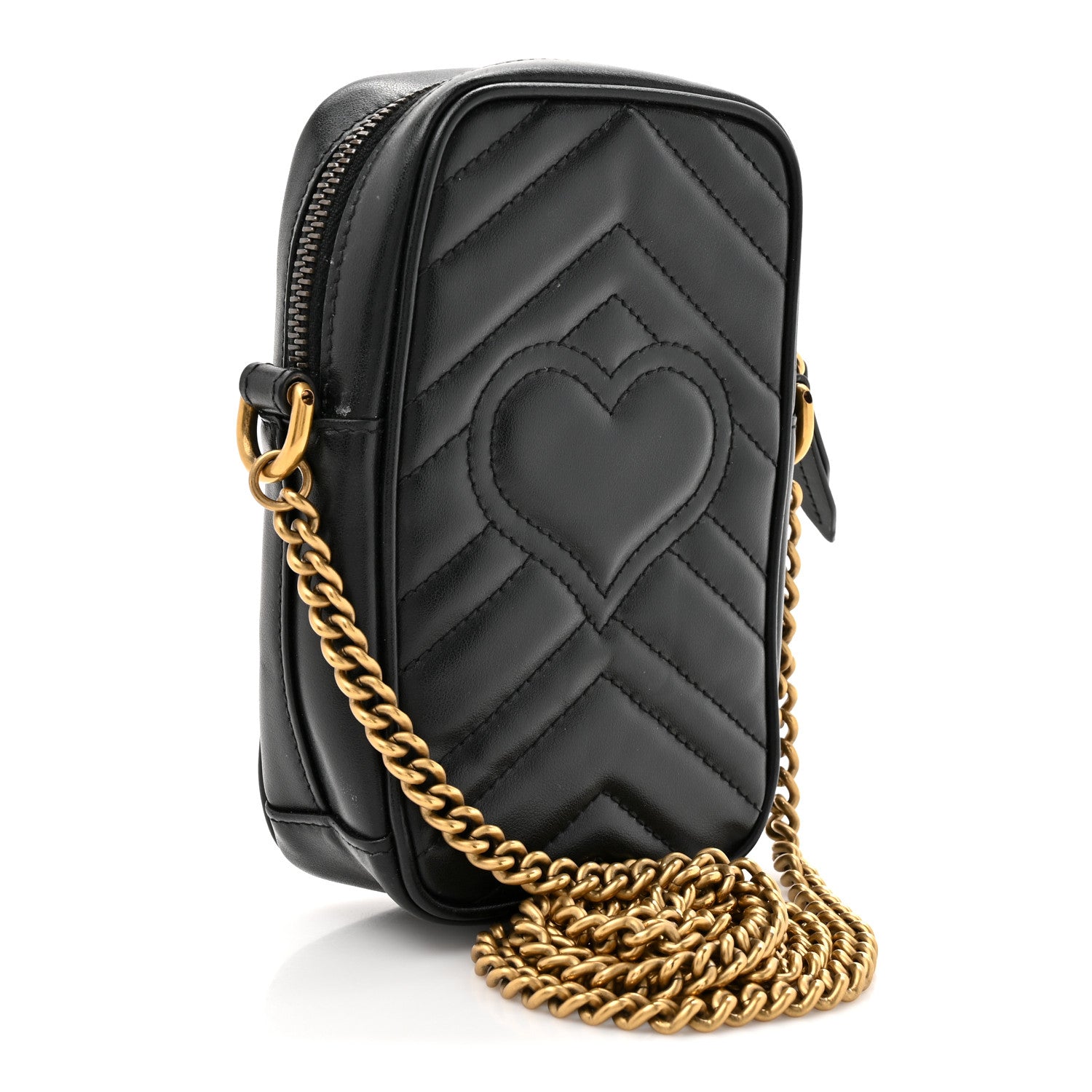 Calfskin Matelasse Mini GG Marmont Crossbody Bag Black