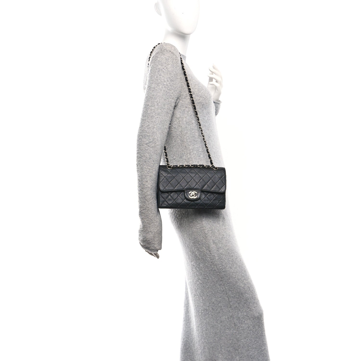 Caviar Quilted Small Double Flap Black