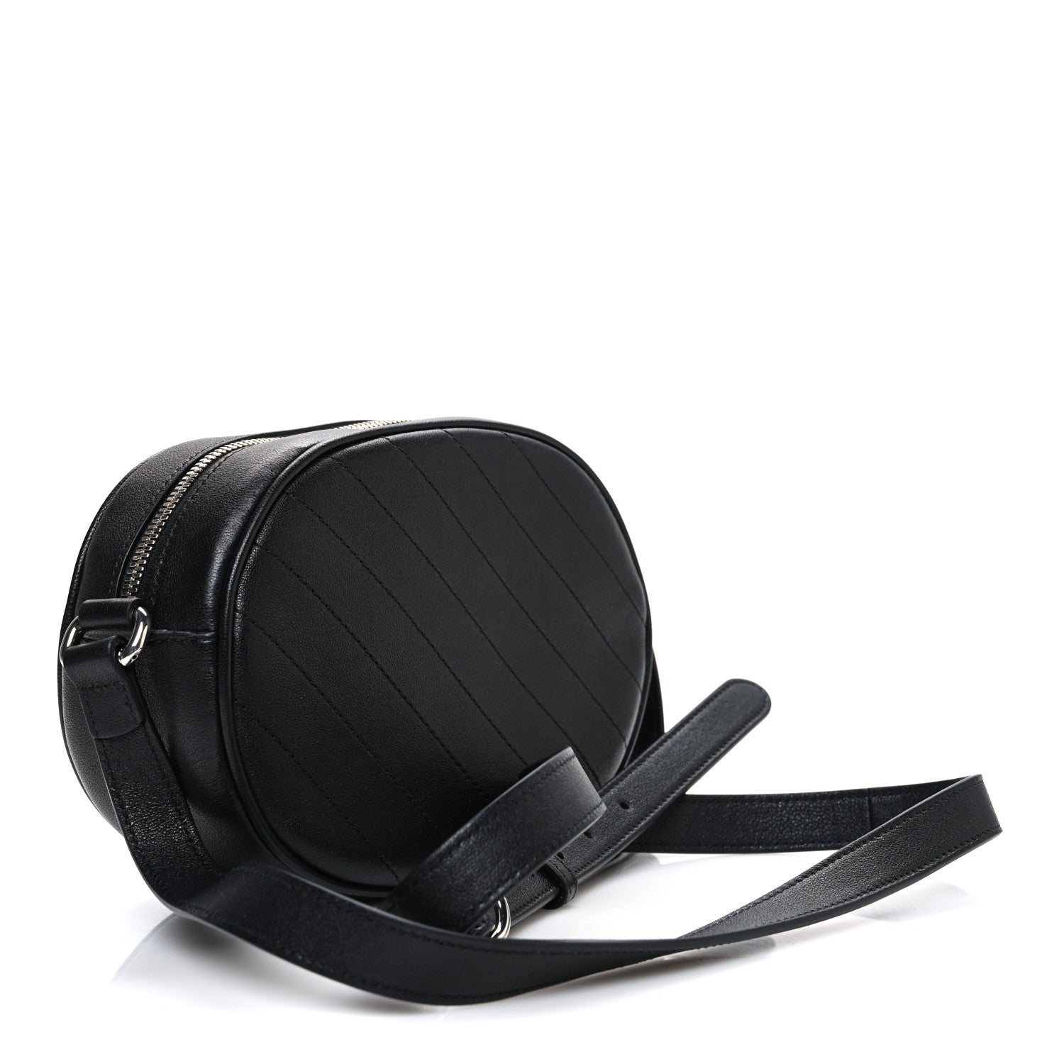 Sakai Be Green Calfskin Diagonal Stitched Mini Blondie Shoulder Bag Black