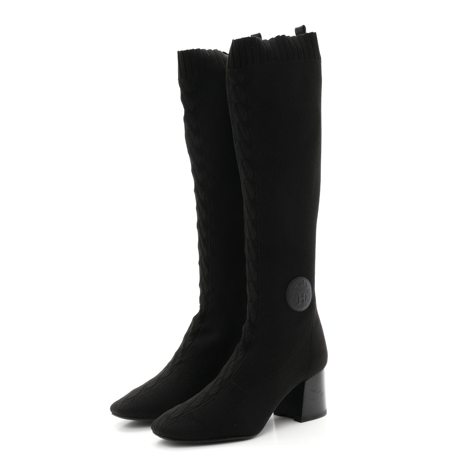 Knit Calfskin Fontaine 60 Boots 37 Black
