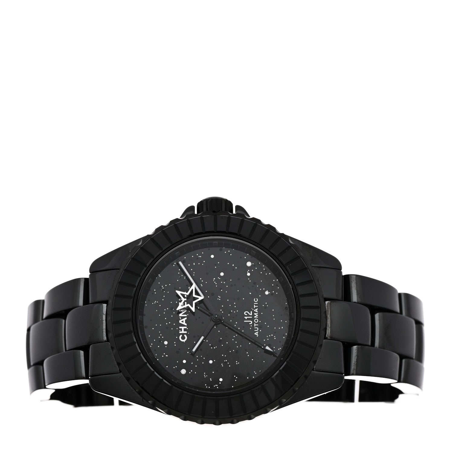Stainless Steel Ceramic Diamond 38mm J12 Interstellar Automatic Watch Black