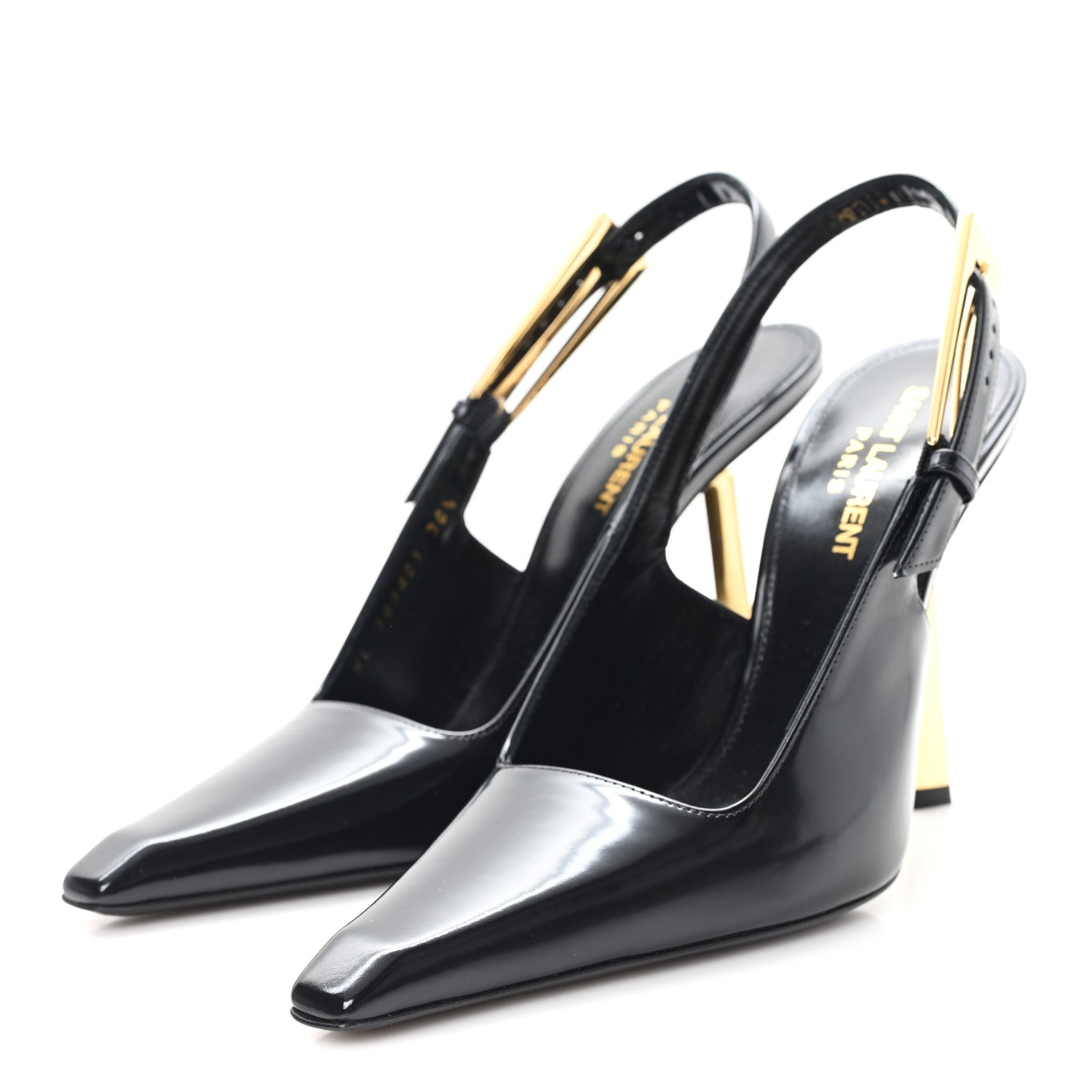 Glazed Calfskin Lee 110 Slingback Pumps 36.5 Black
