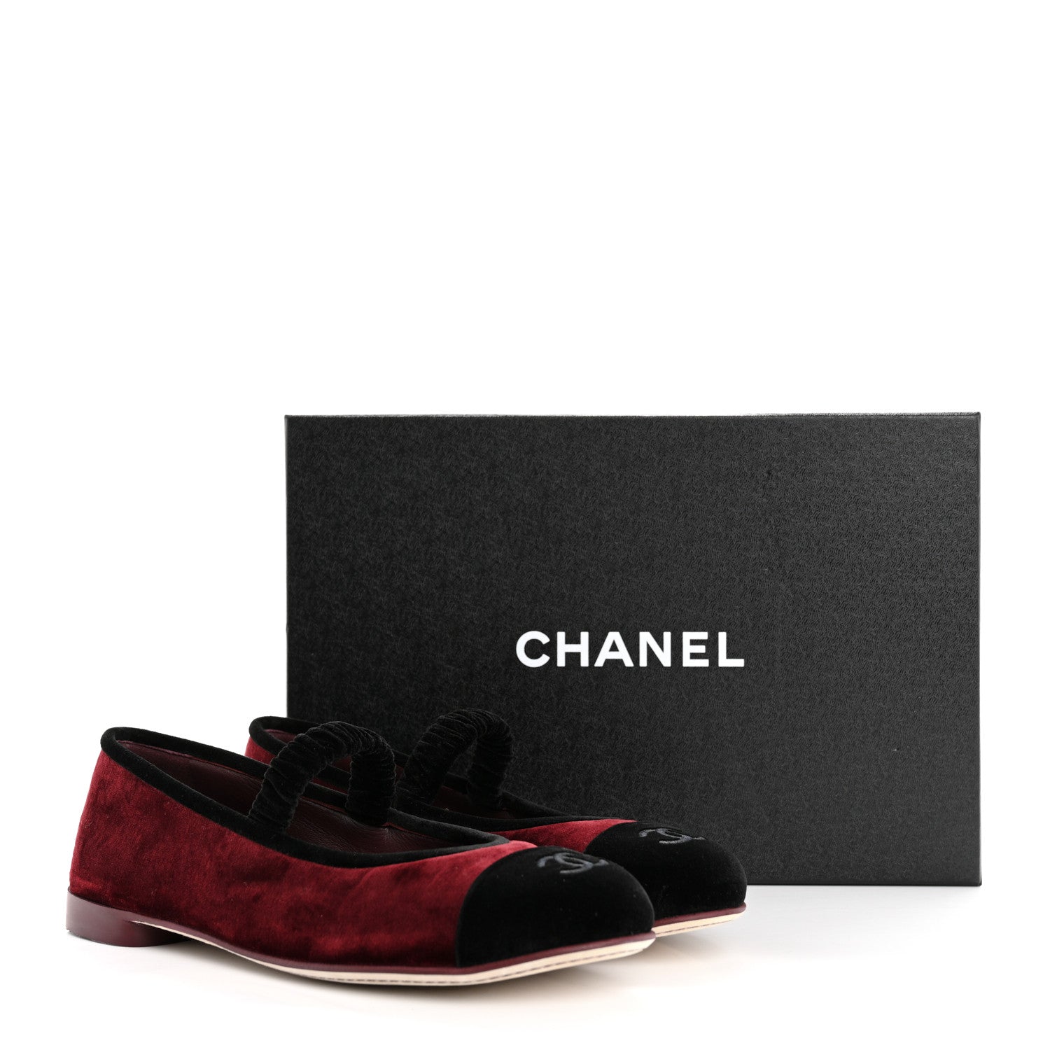 Velvet Mary Jane Flats 38 Burgundy Black