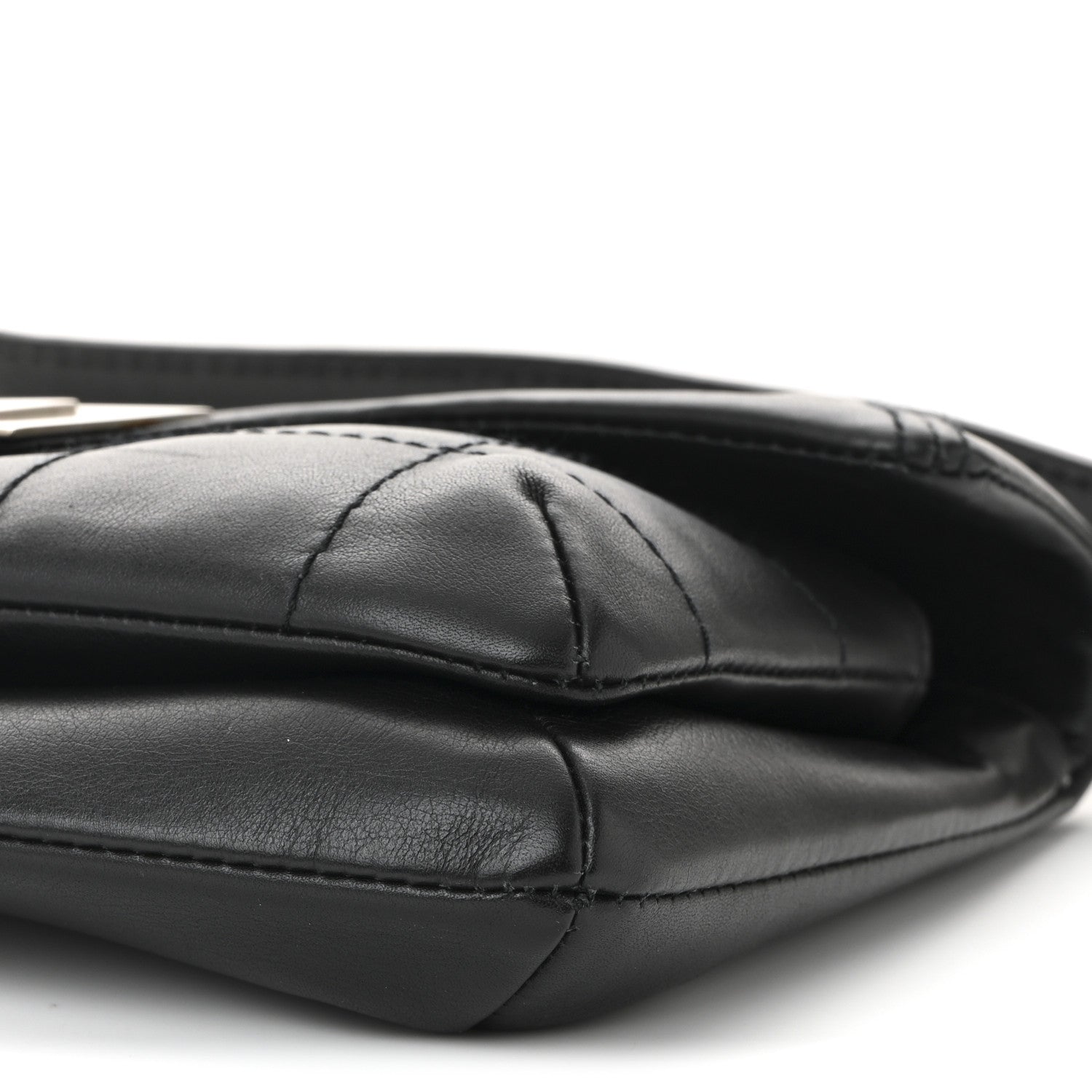 Calfskin Square Stitched Mademoiselle Shoulder Bag Black