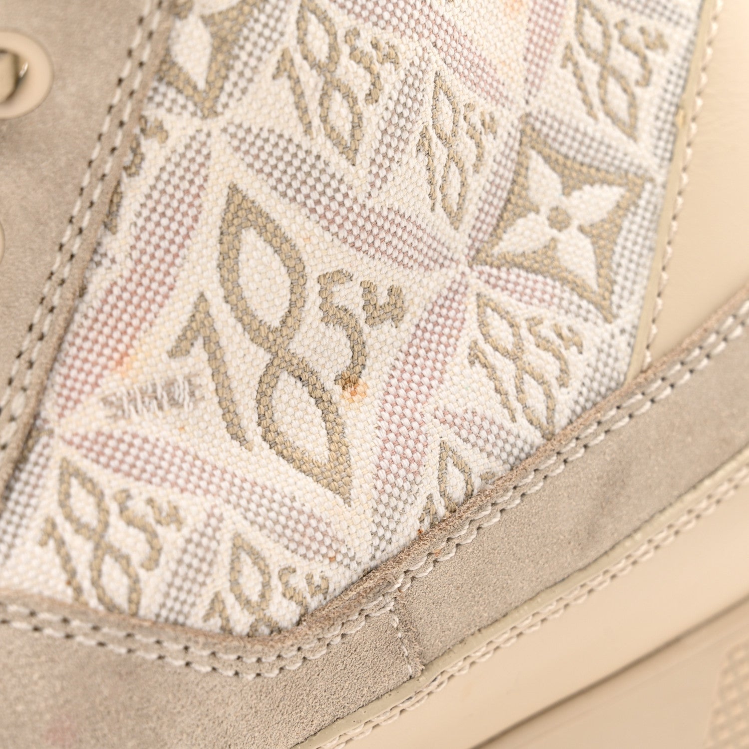 Suede Calfskin Jacquard Since 1854 Laureate Platform Desert Boots 37.5 Beige