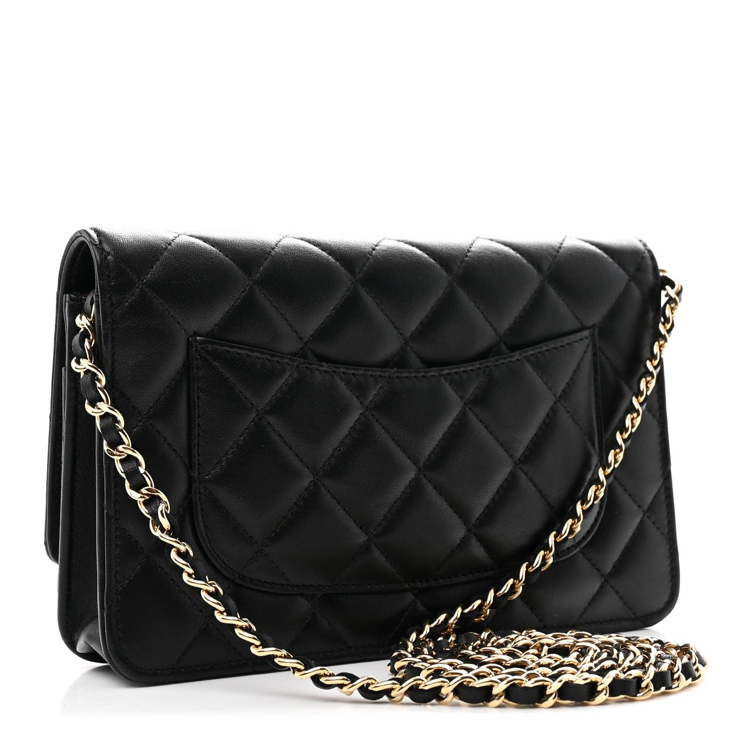 Lambskin Quilted Wallet On Chain WOC Black