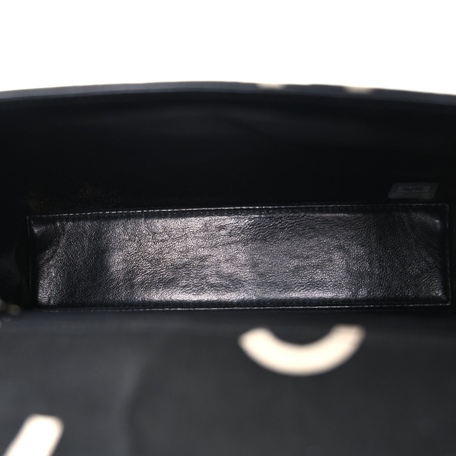 Canvas Quilted Letter Printed Flap Black