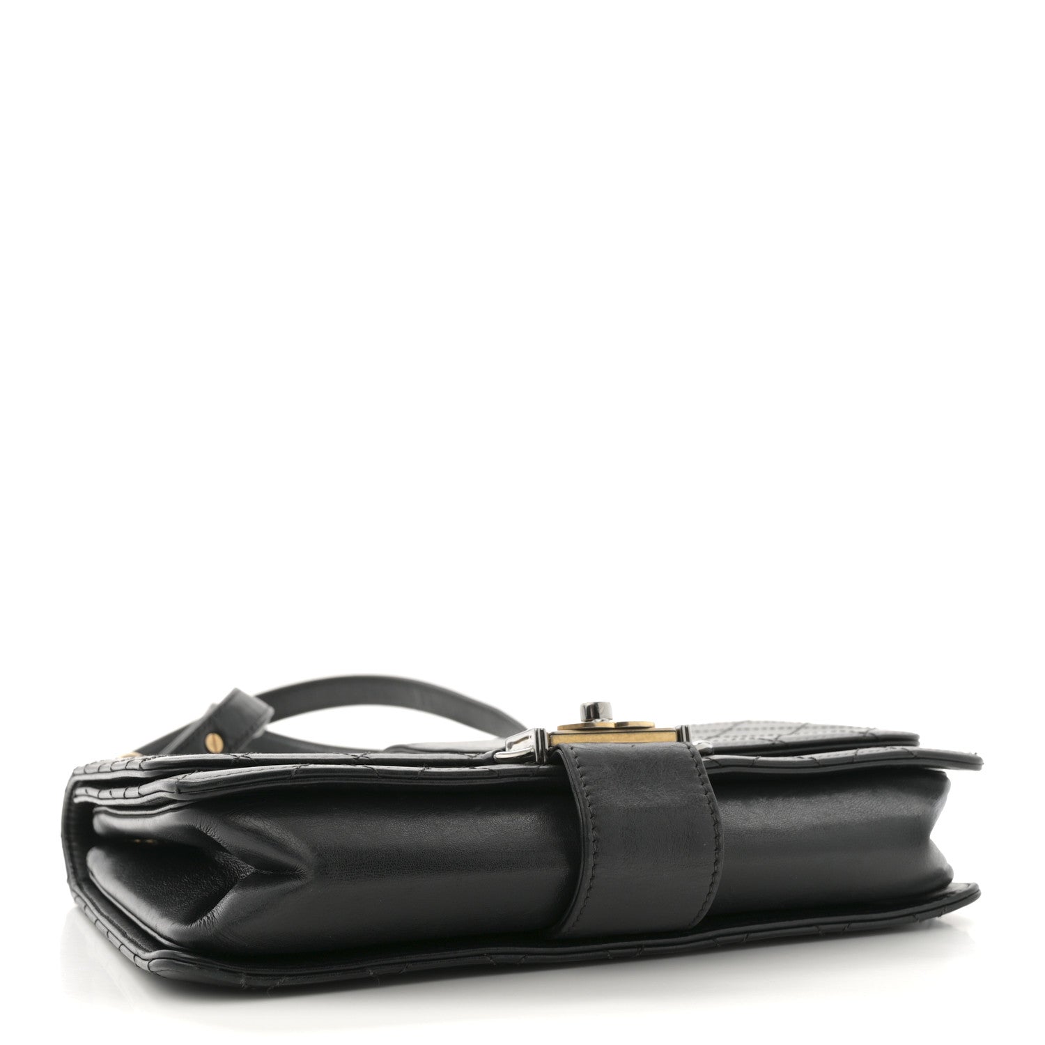Calfskin Stitched Multi Chain Flap Bag Black