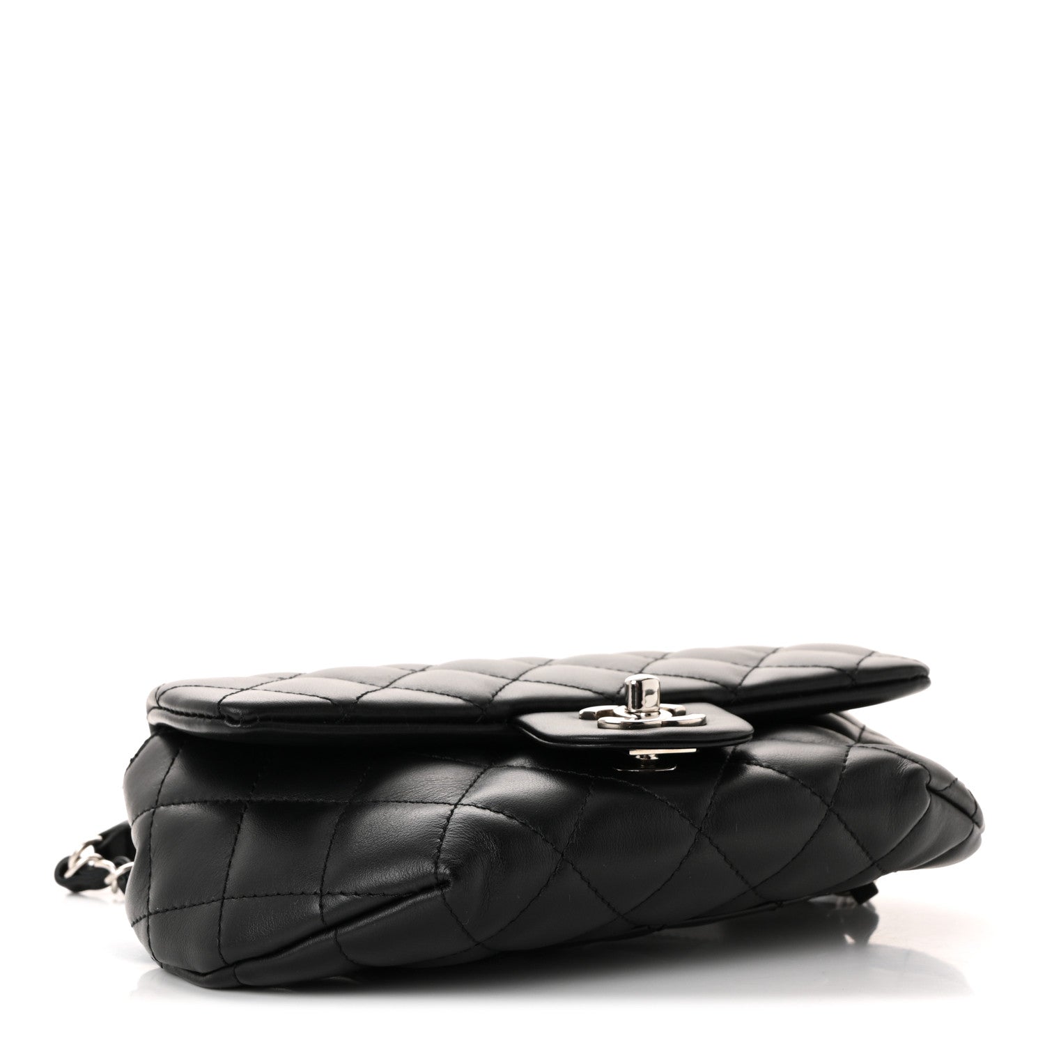 Calfskin Quilted CC Uniform Flap Belt Bag Black
