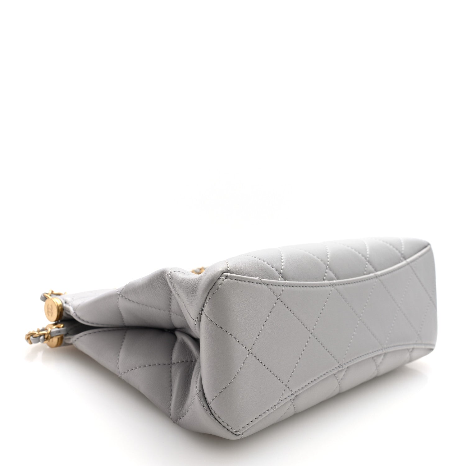 Calfskin Pearl Small Shopping Bag Grey