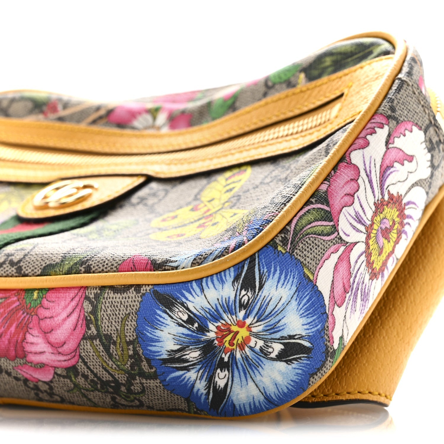 GG Supreme Monogram Flora Medium Ophidia Belt Bag Beige Multicolor Crop