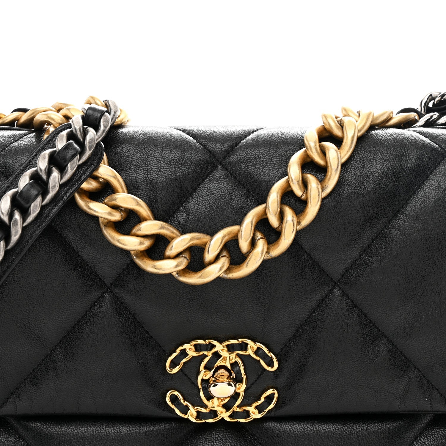 Goatskin Quilted Large Chanel 19 Flap Black