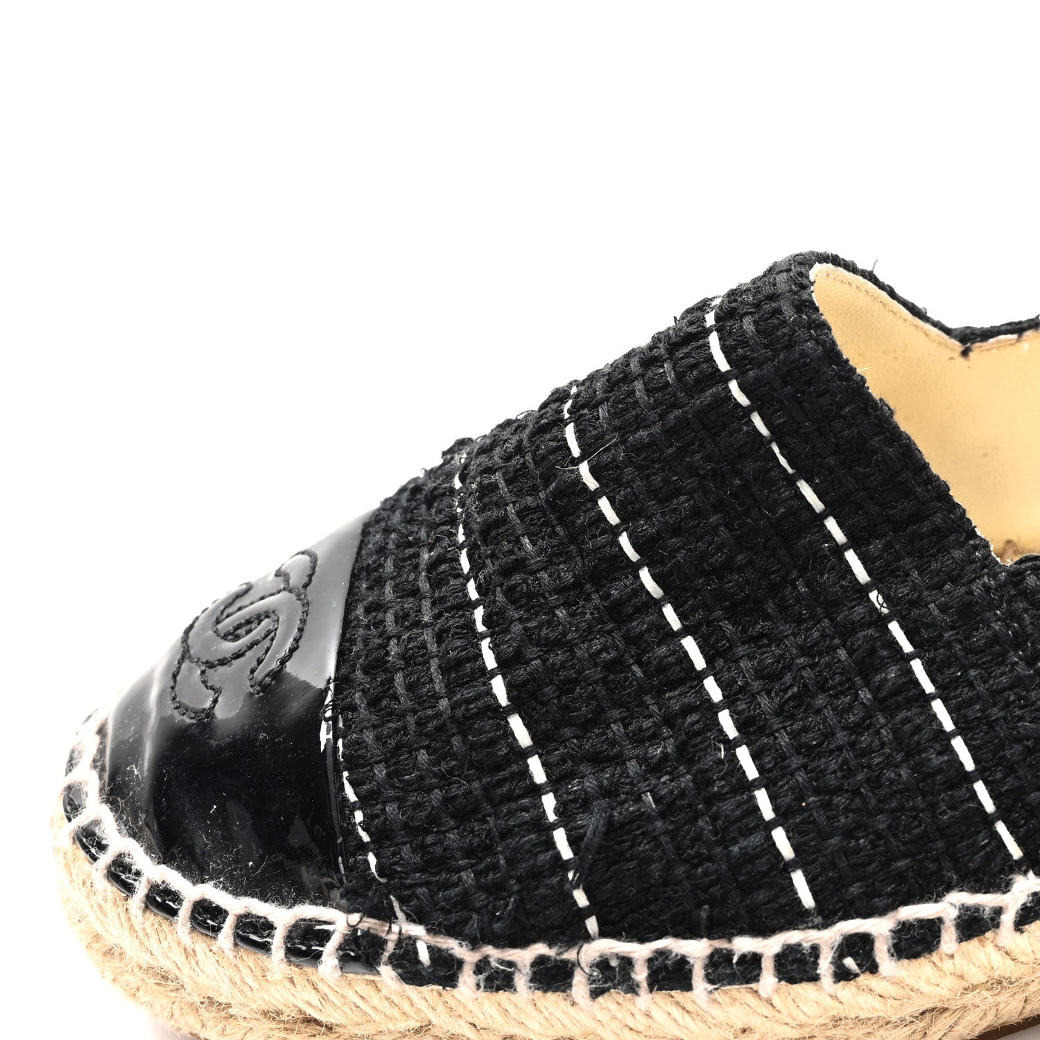 Tweed Patent CC Espadrilles 36 Black White