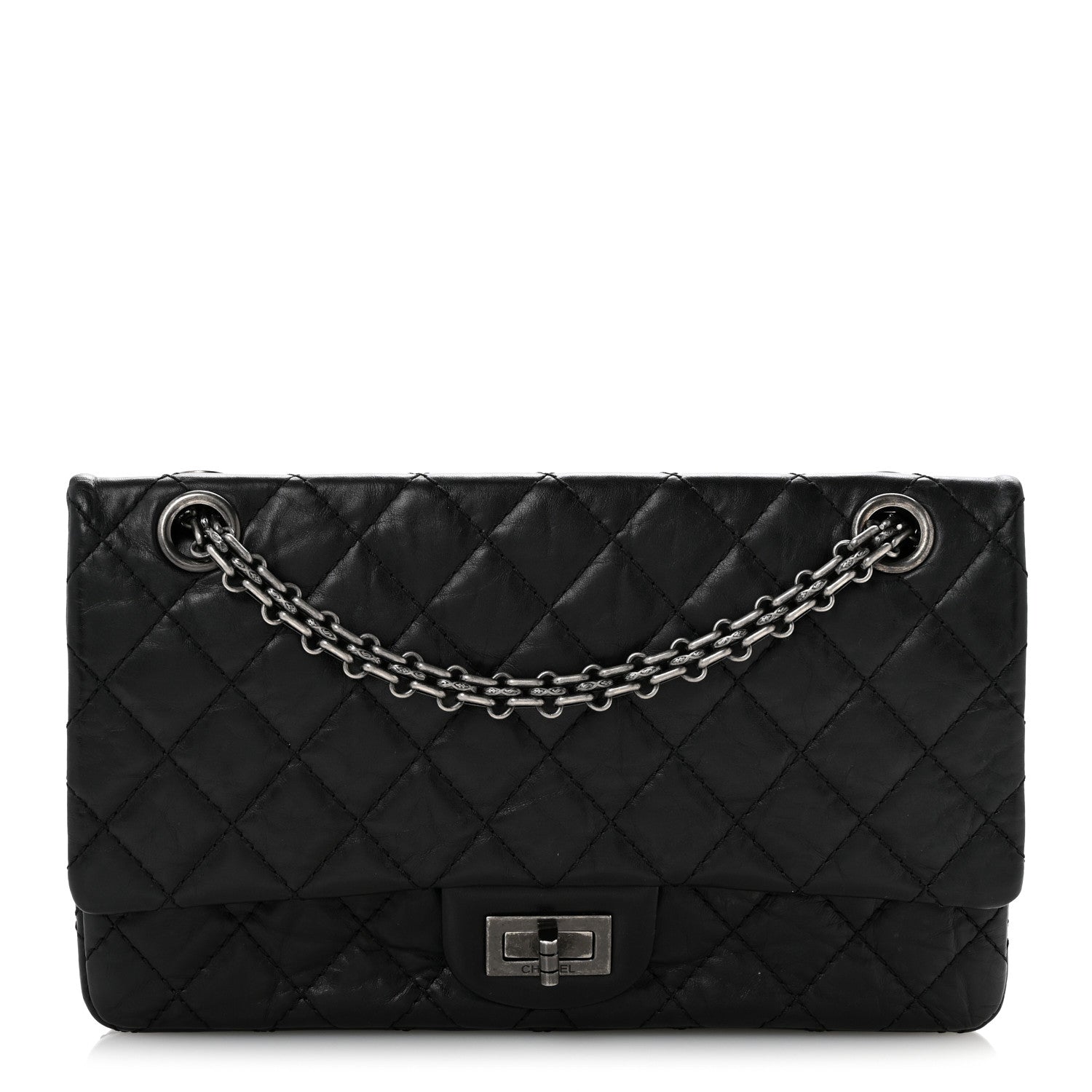 Aged Calfskin Quilted 2.55 Reissue 225 Flap Black