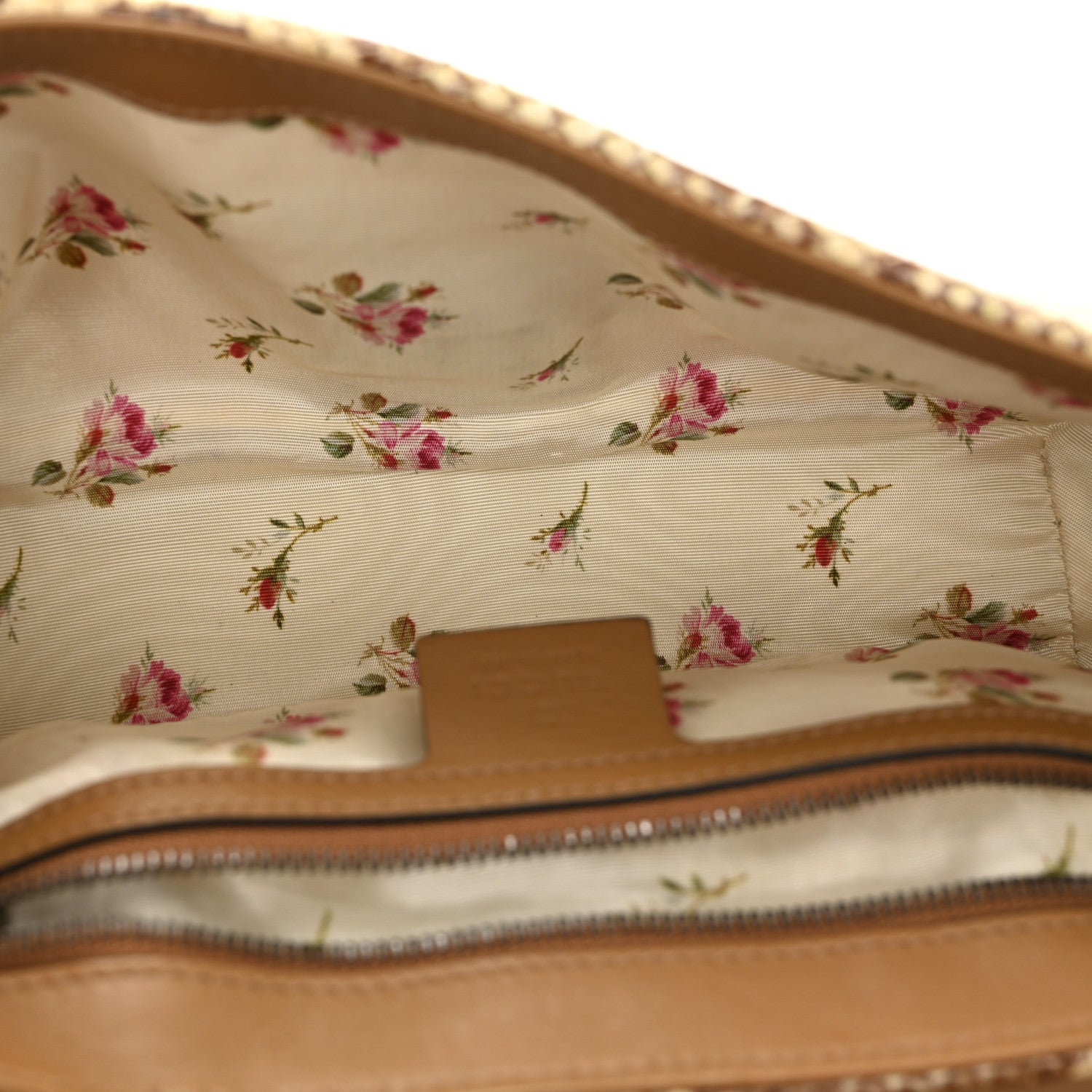 Raffia Elaphe Matelasse Small GG Marmont Shoulder Bag Natural Cream Brown