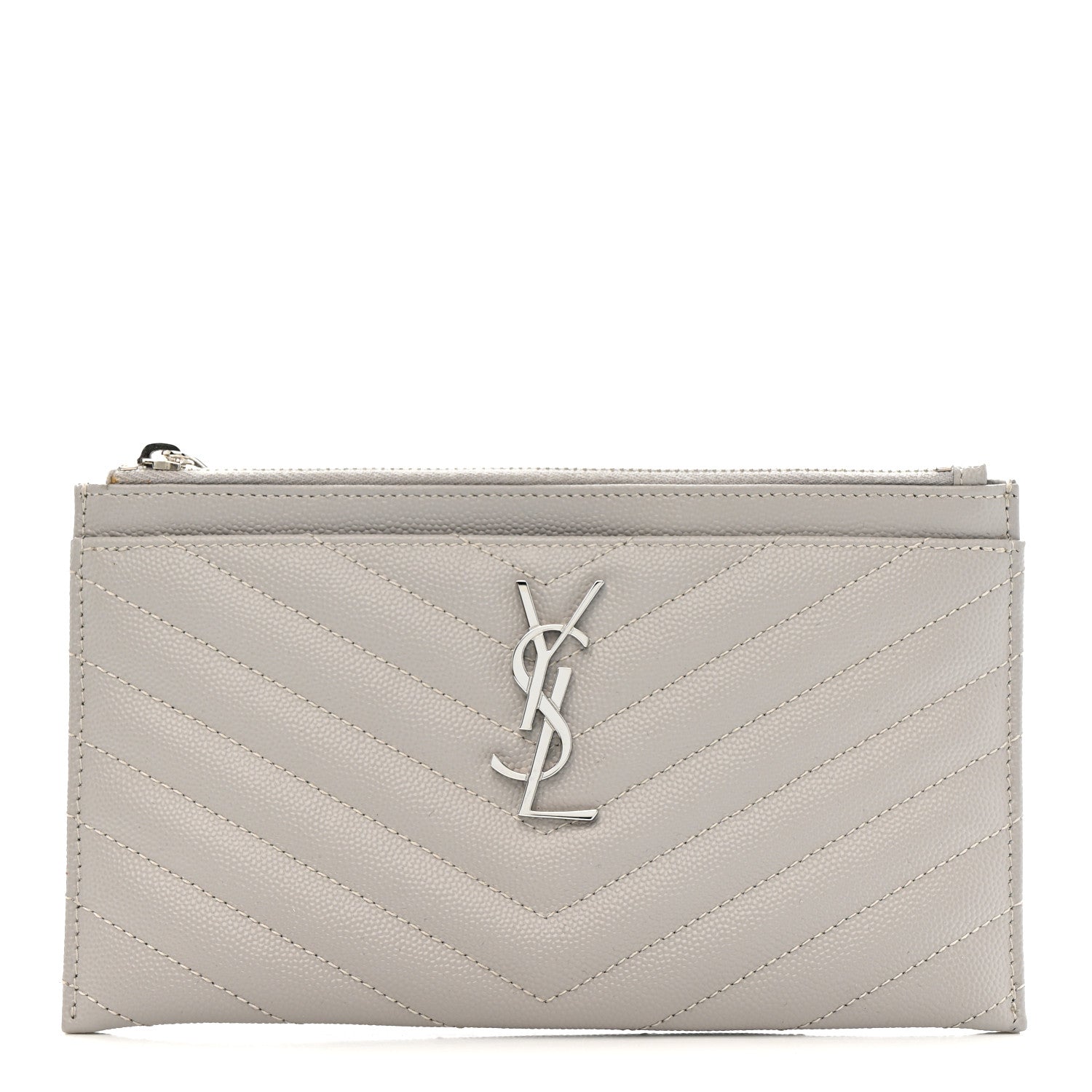 Grain De Poudre Chevron Monogram Bill Pouch Granite
