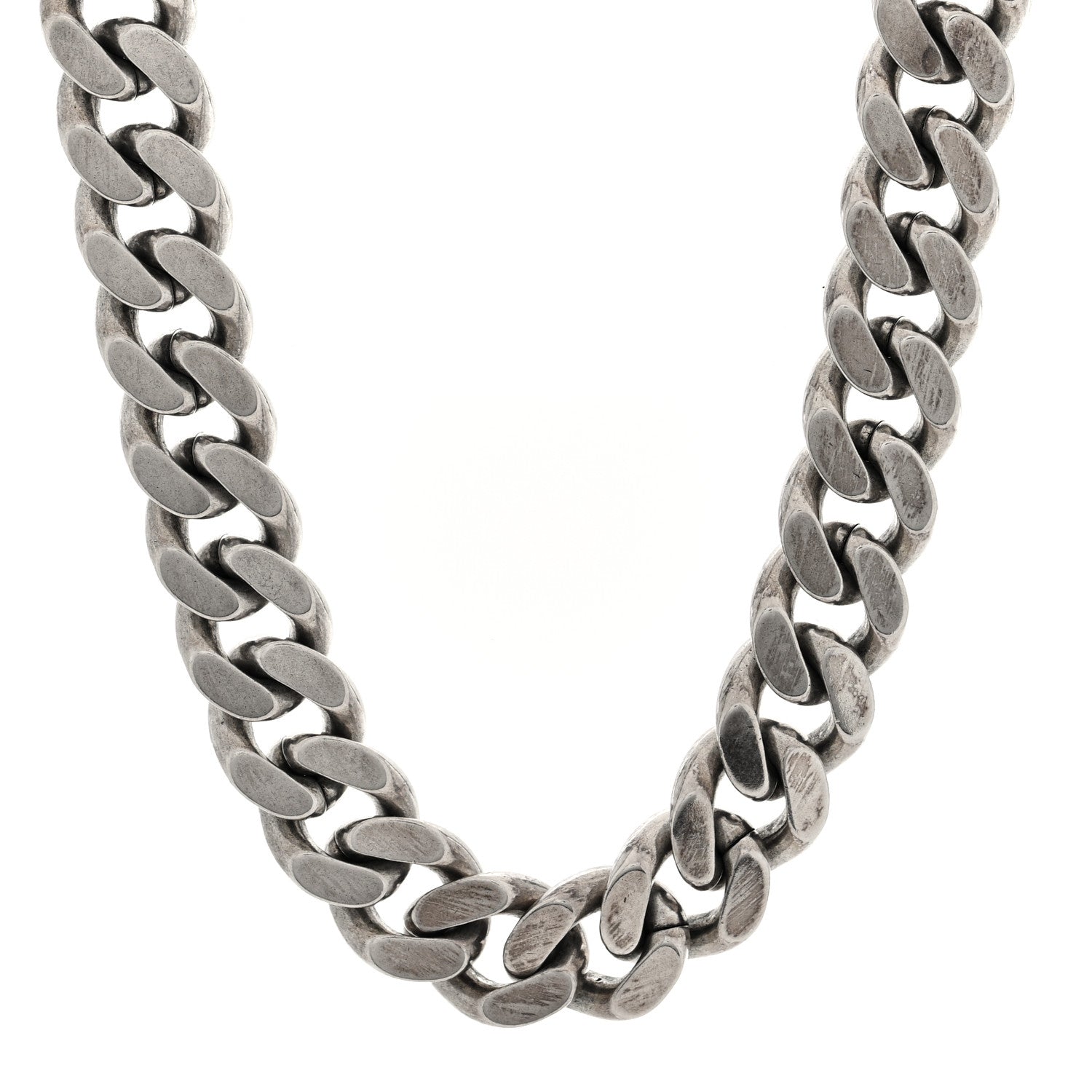 Metal Curb Chain Necklace Oxidized Silver