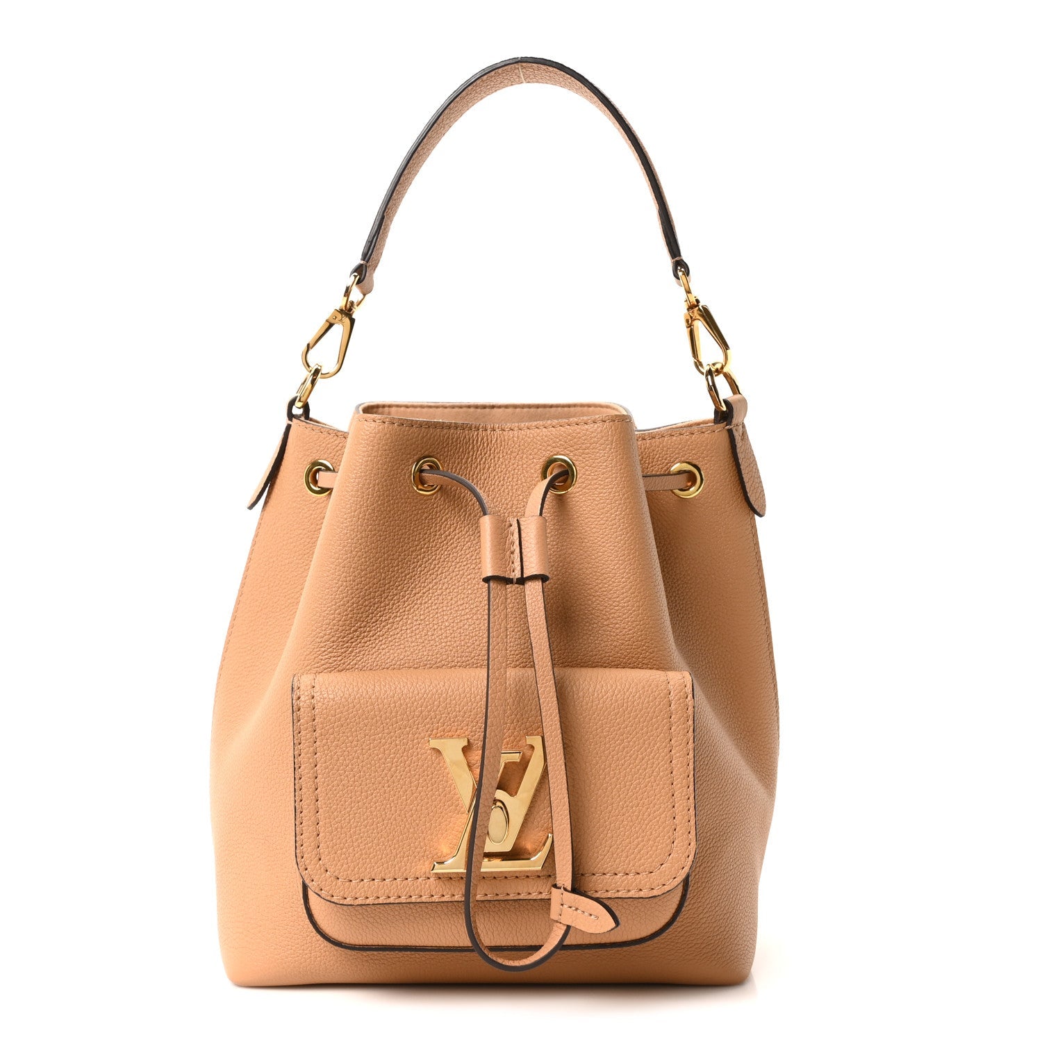 Calfskin Lockme Bucket MM Arizona Beige