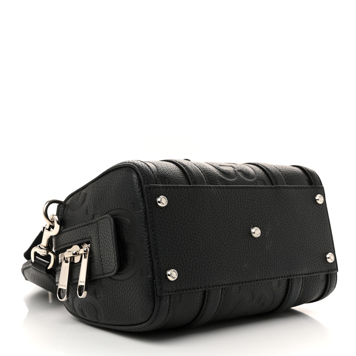 Piuma Calfskin Jumbo GG Embossed Mini Duffle Bag Black