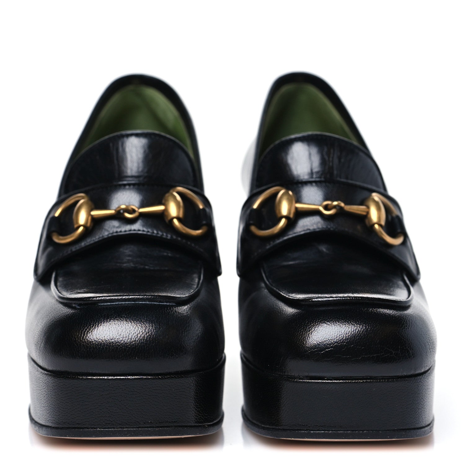 Goatskin Houdan Mid Heel Platform Loafers 36.5 Black