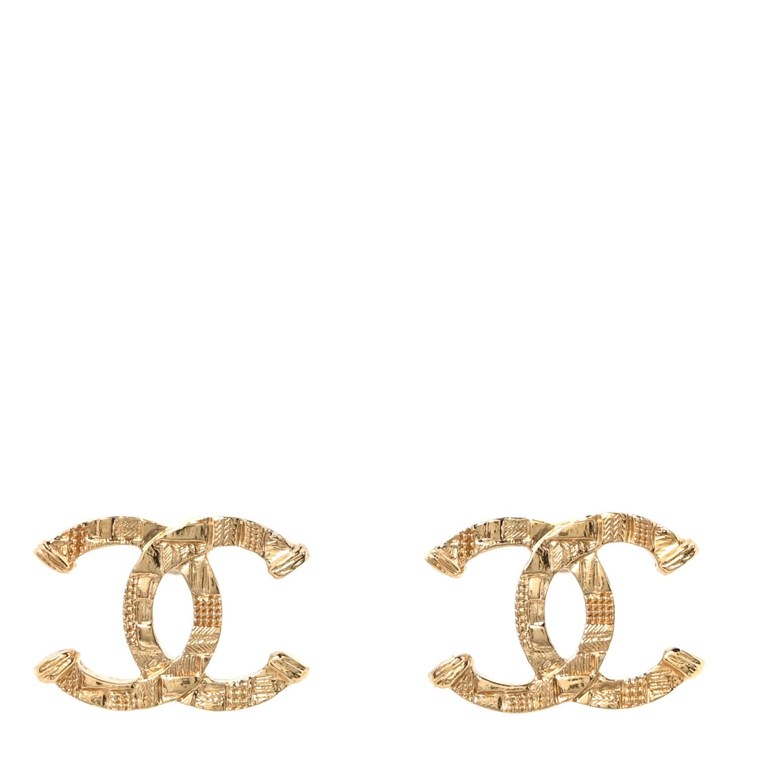 Metal Tweed Effect CC Earrings Gold